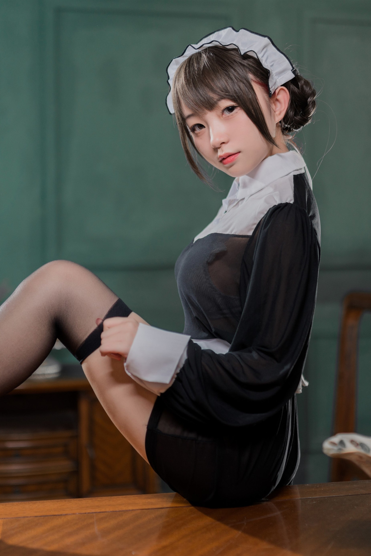 Cosplay 花铃 黑丝透明短裙女仆 Set.02 [37P]