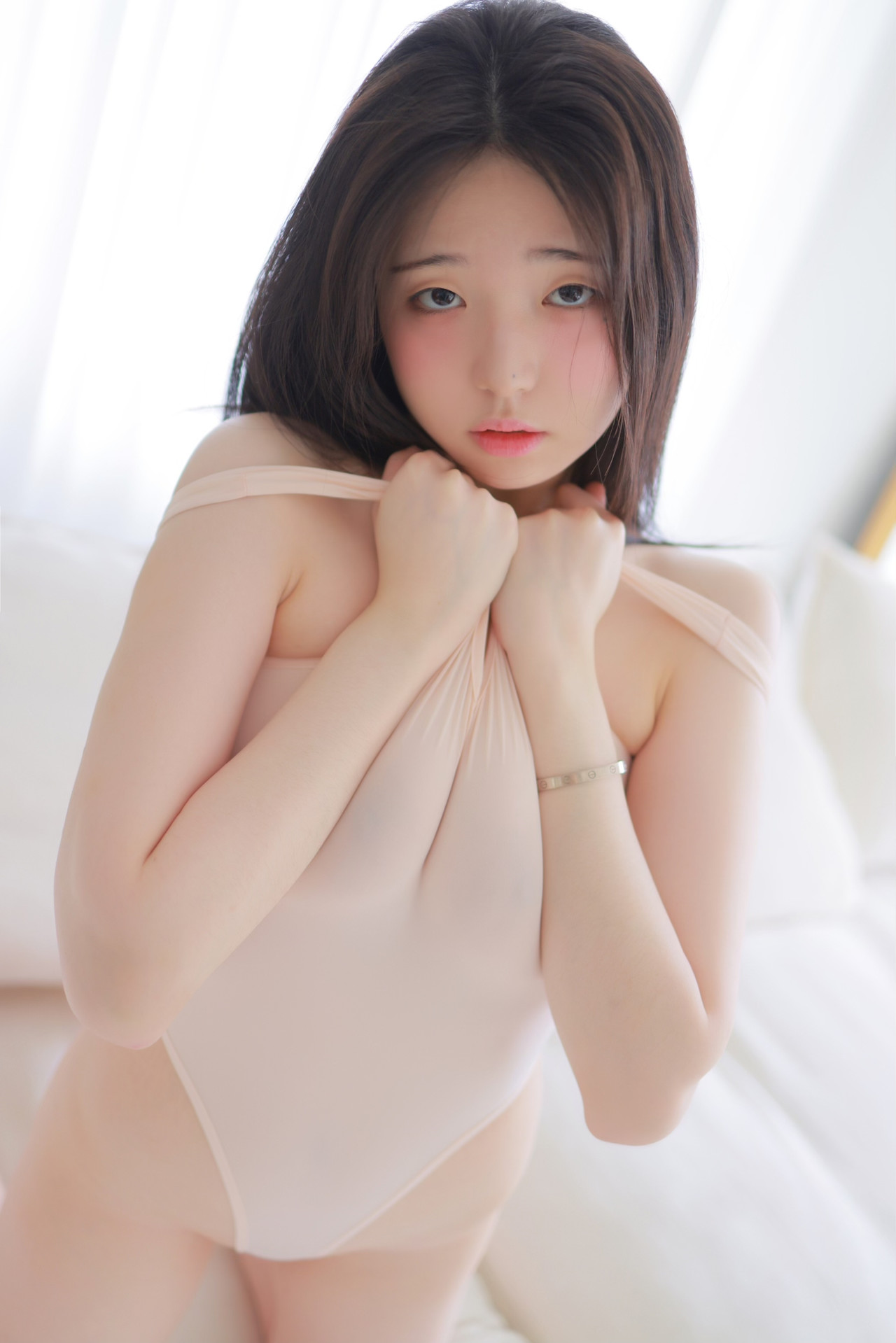 Yeon Woo 연우, [Patreon] White Bodysuit Set.01 [46P]