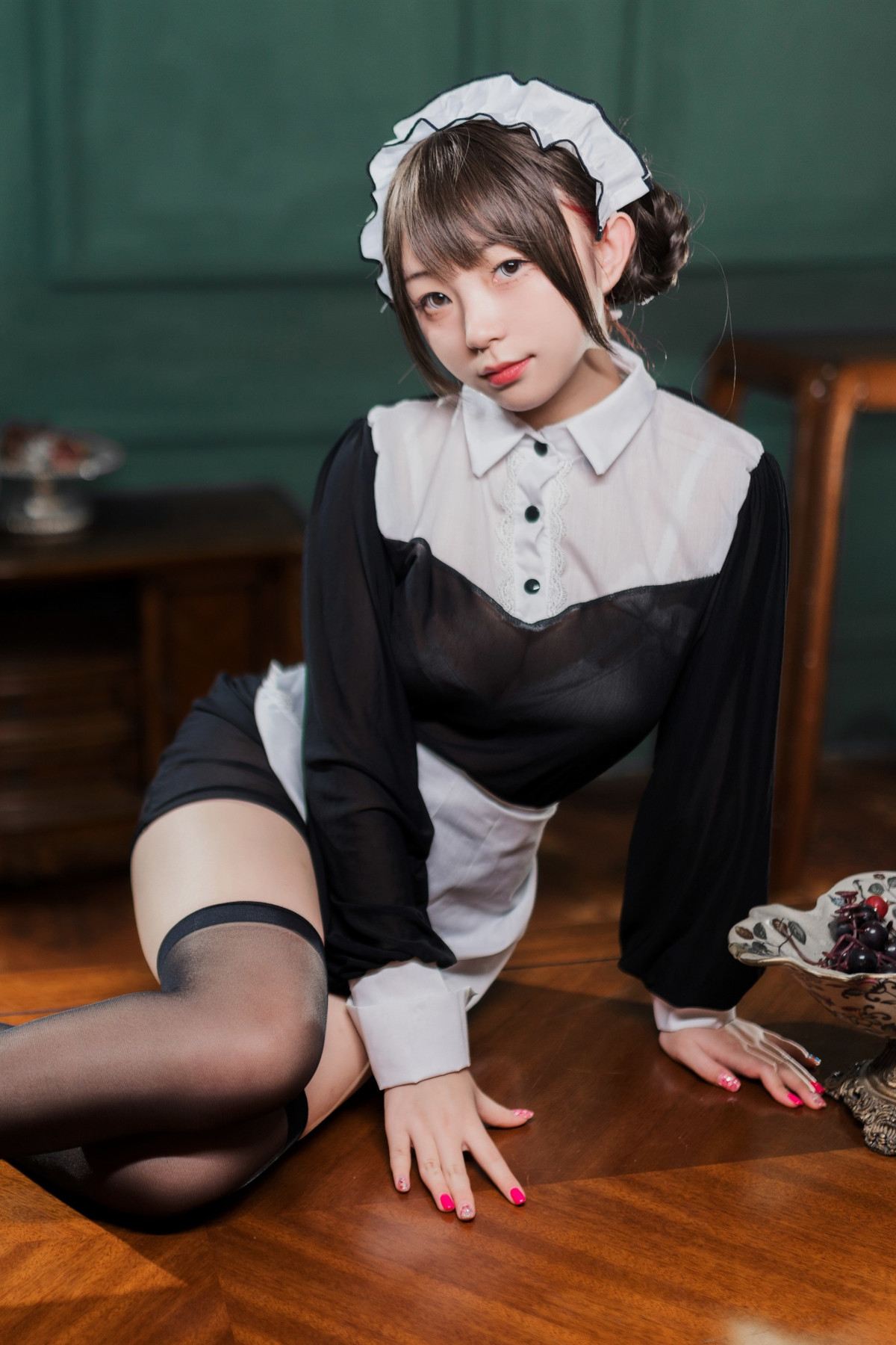 Cosplay 花铃 黑丝透明短裙女仆 Set.02 [37P]