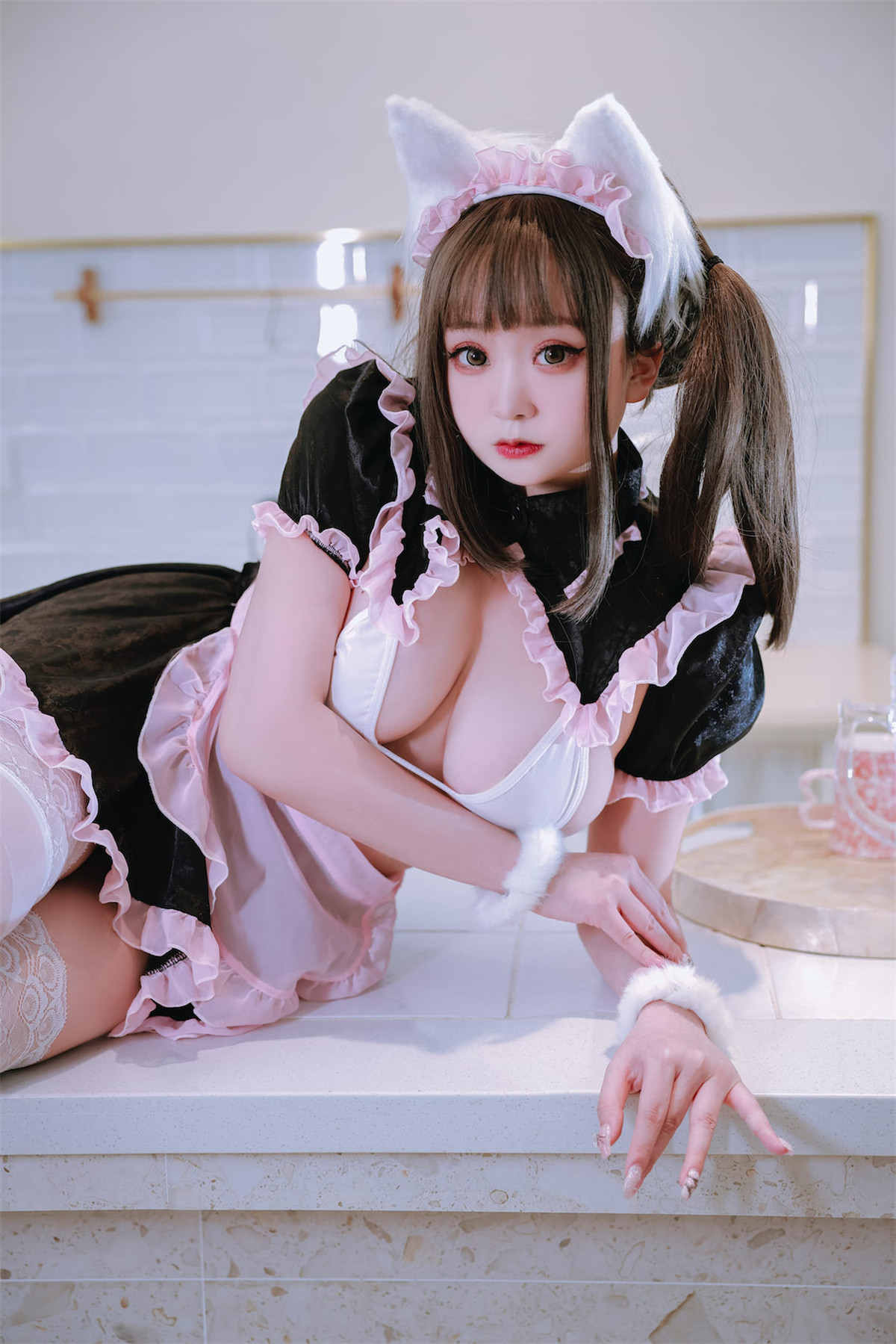 Cosplay 恩田直幸 猫耳黑粉女仆 [45P]