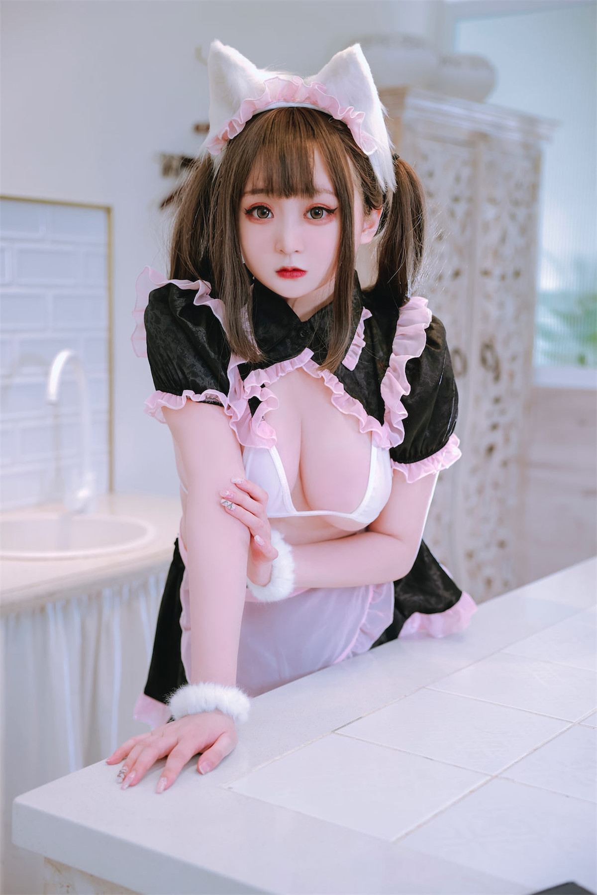 Cosplay 恩田直幸 猫耳黑粉女仆 [45P]