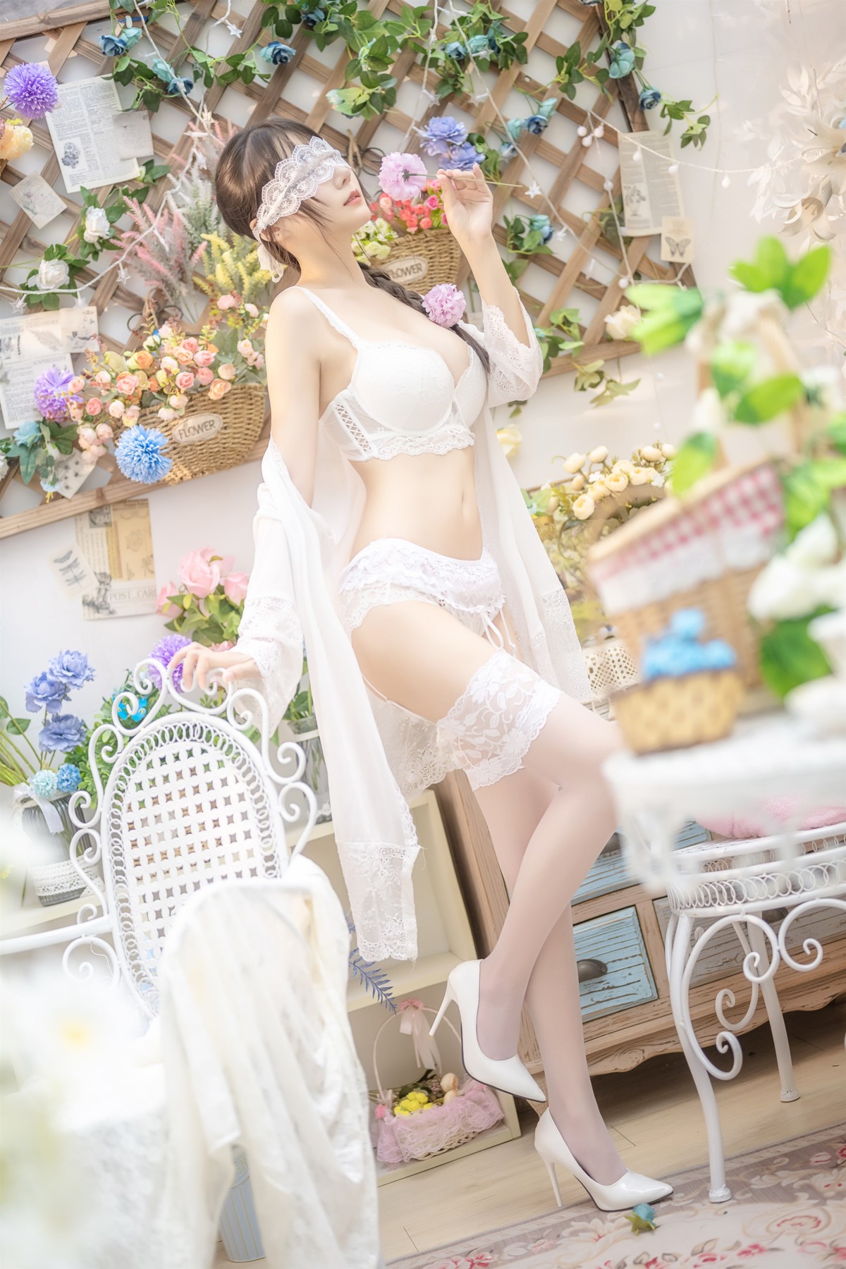 香草喵露露写真 Cosplay 白色玫瑰 [48P]