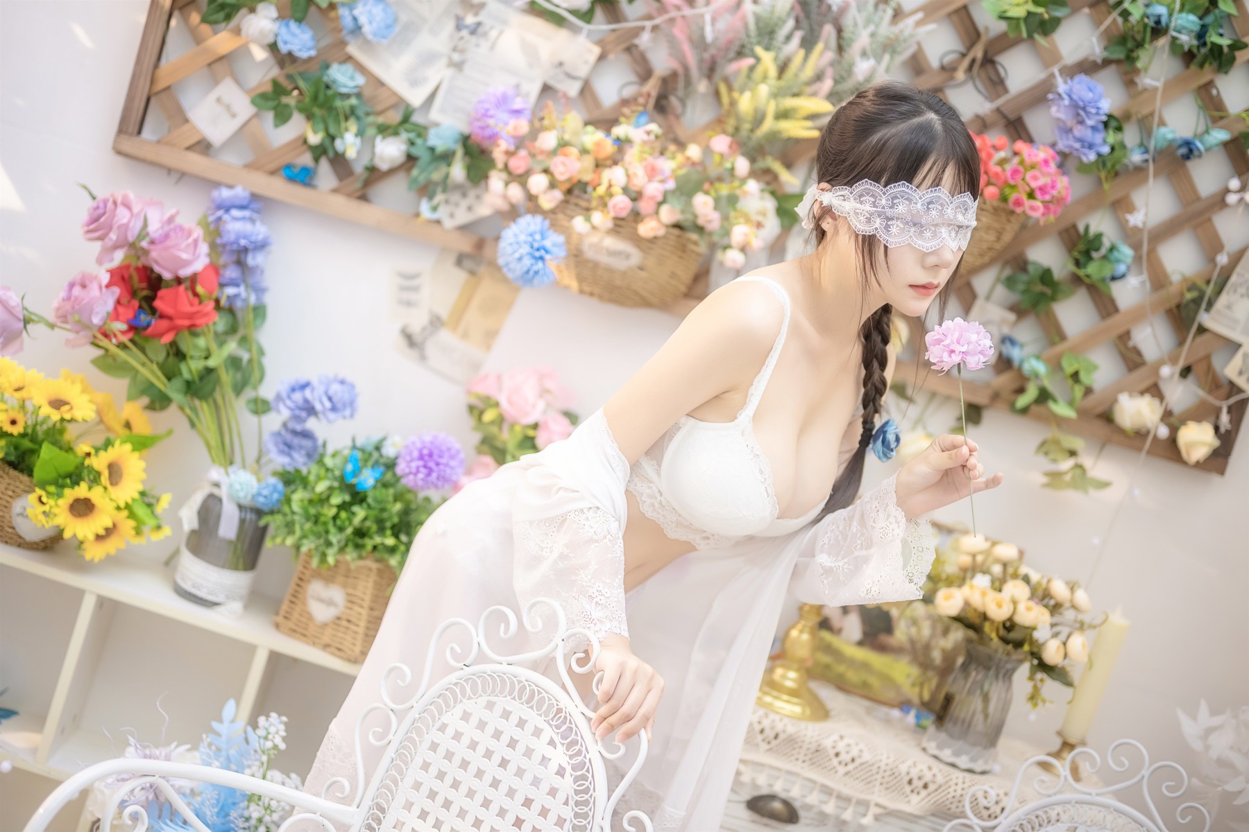 香草喵露露写真 Cosplay 白色玫瑰 [48P]