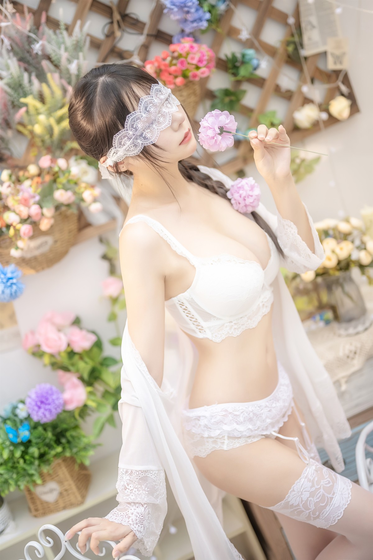 香草喵露露写真 Cosplay 白色玫瑰 [48P]