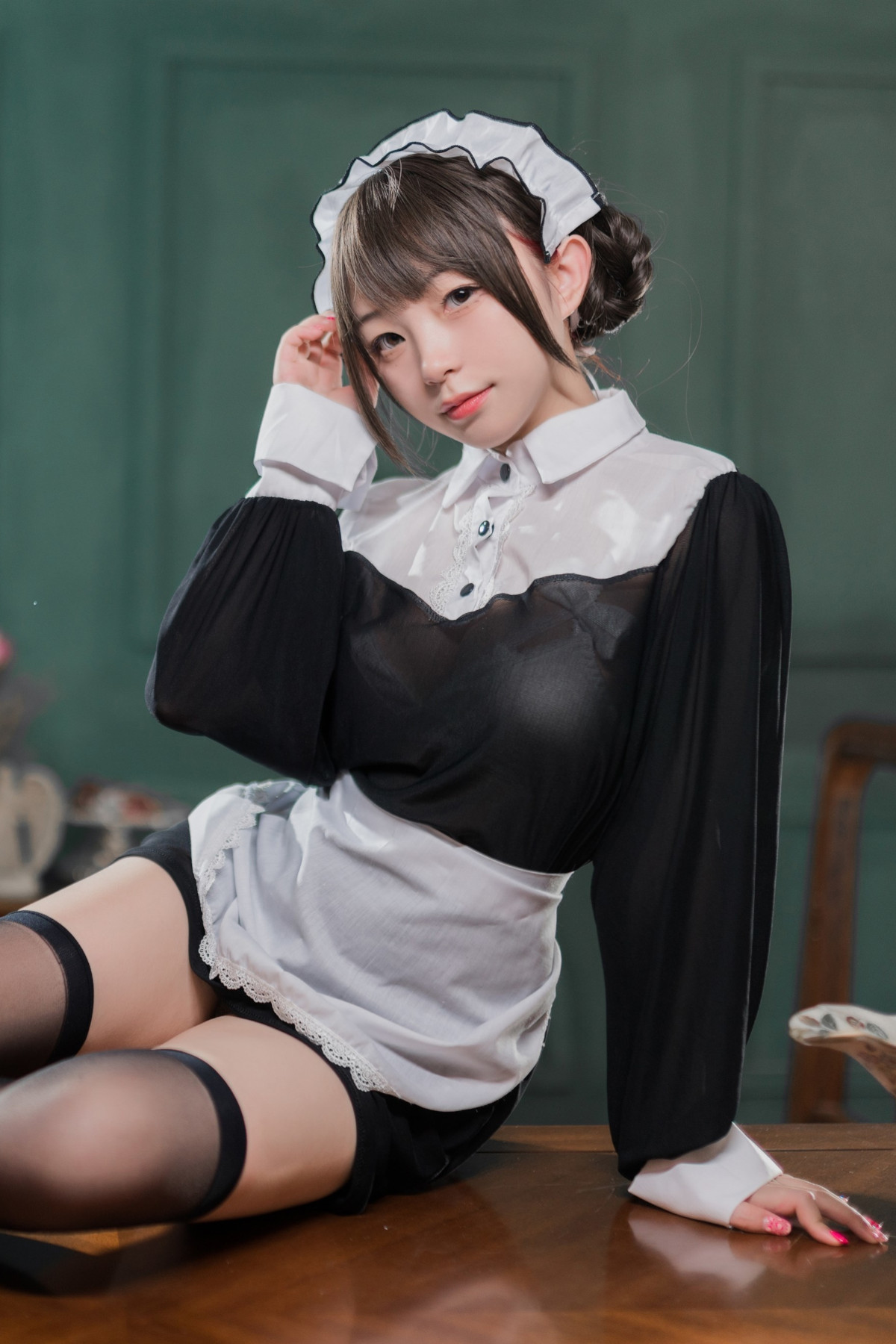 Cosplay 花铃 黑丝透明短裙女仆 Set.02 [37P]