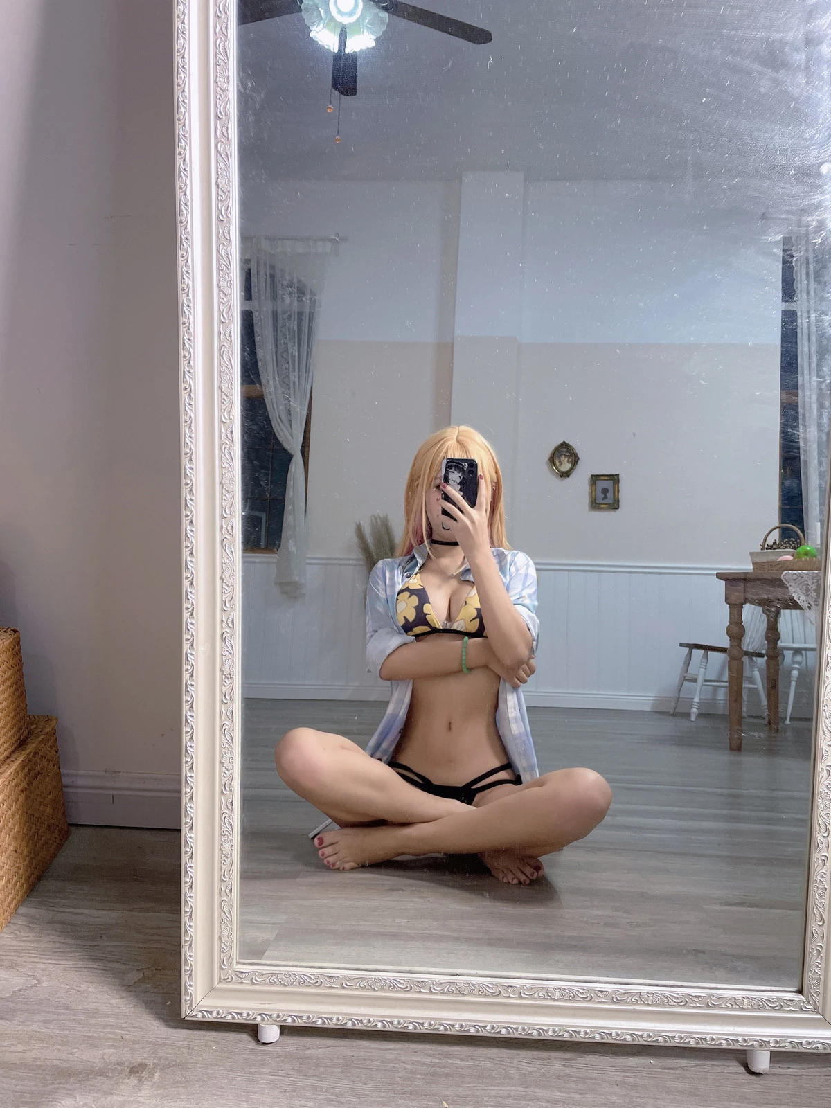 阳光美少女萌芽儿o0海梦主题性感衬衫配牛仔短裤半脱露比基尼秀曼妙身姿诱惑写真 [33P]