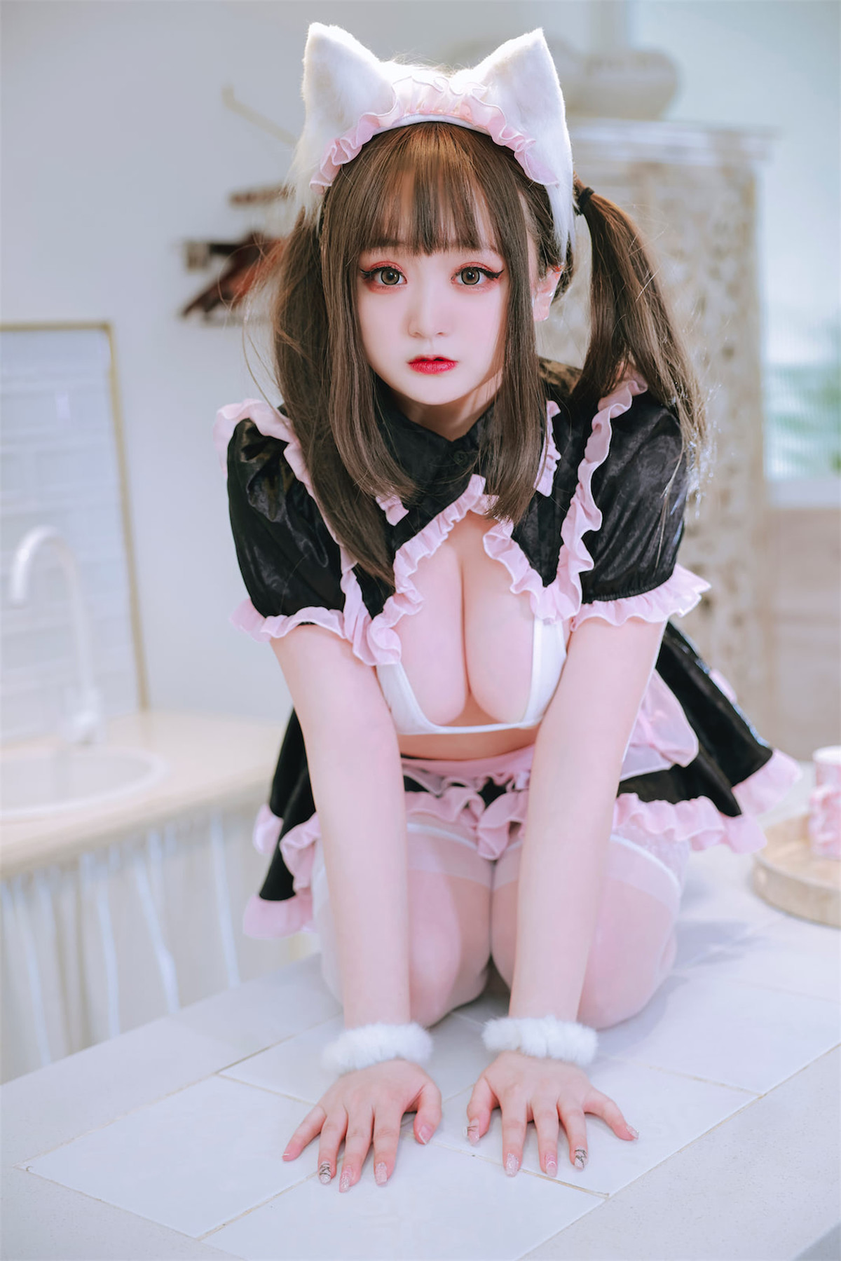 Cosplay 恩田直幸 猫耳黑粉女仆 [45P]