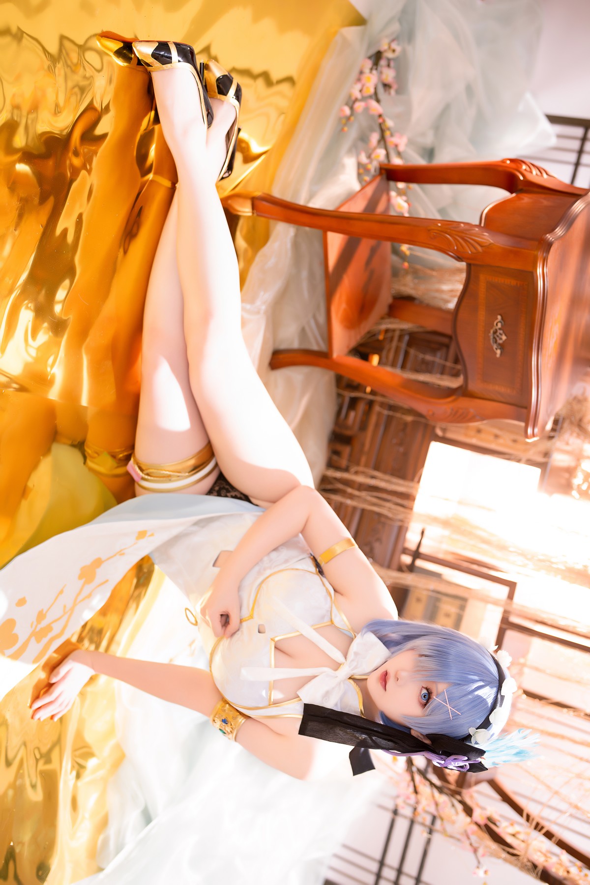 Cosplay 星之迟迟Hoshilily 蕾姆旗袍 [56P]