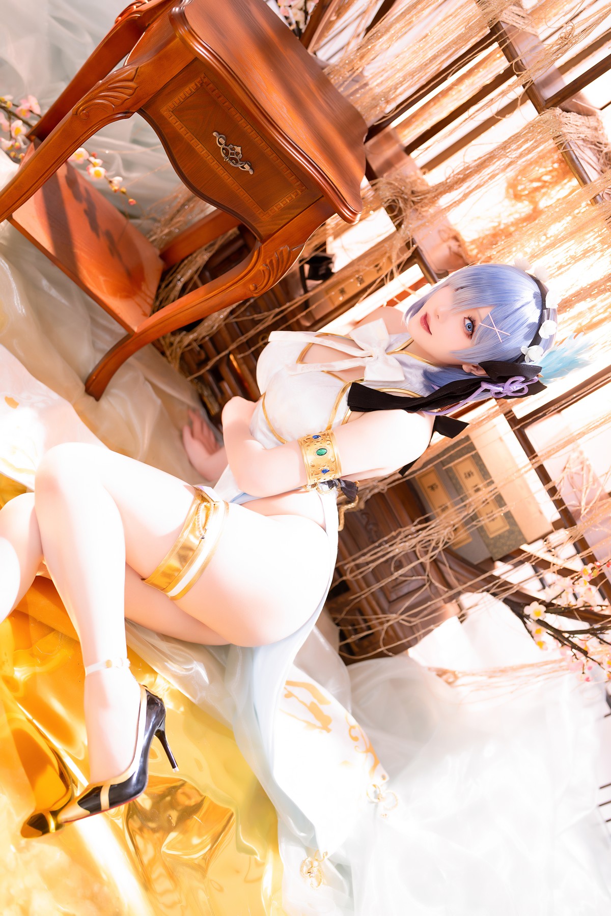 Cosplay 星之迟迟Hoshilily 蕾姆旗袍 [56P]