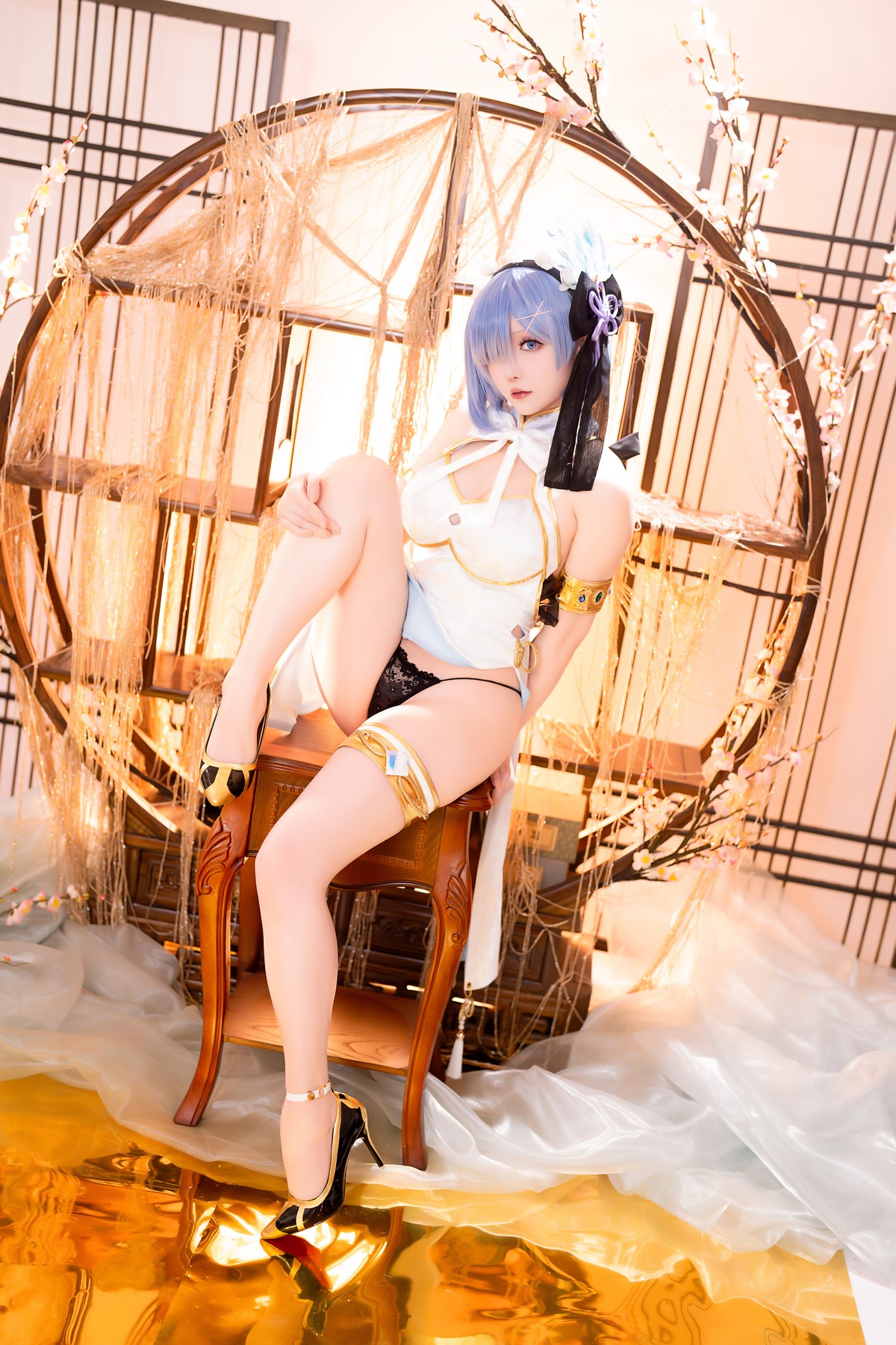 Cosplay 星之迟迟Hoshilily 蕾姆旗袍 [56P]