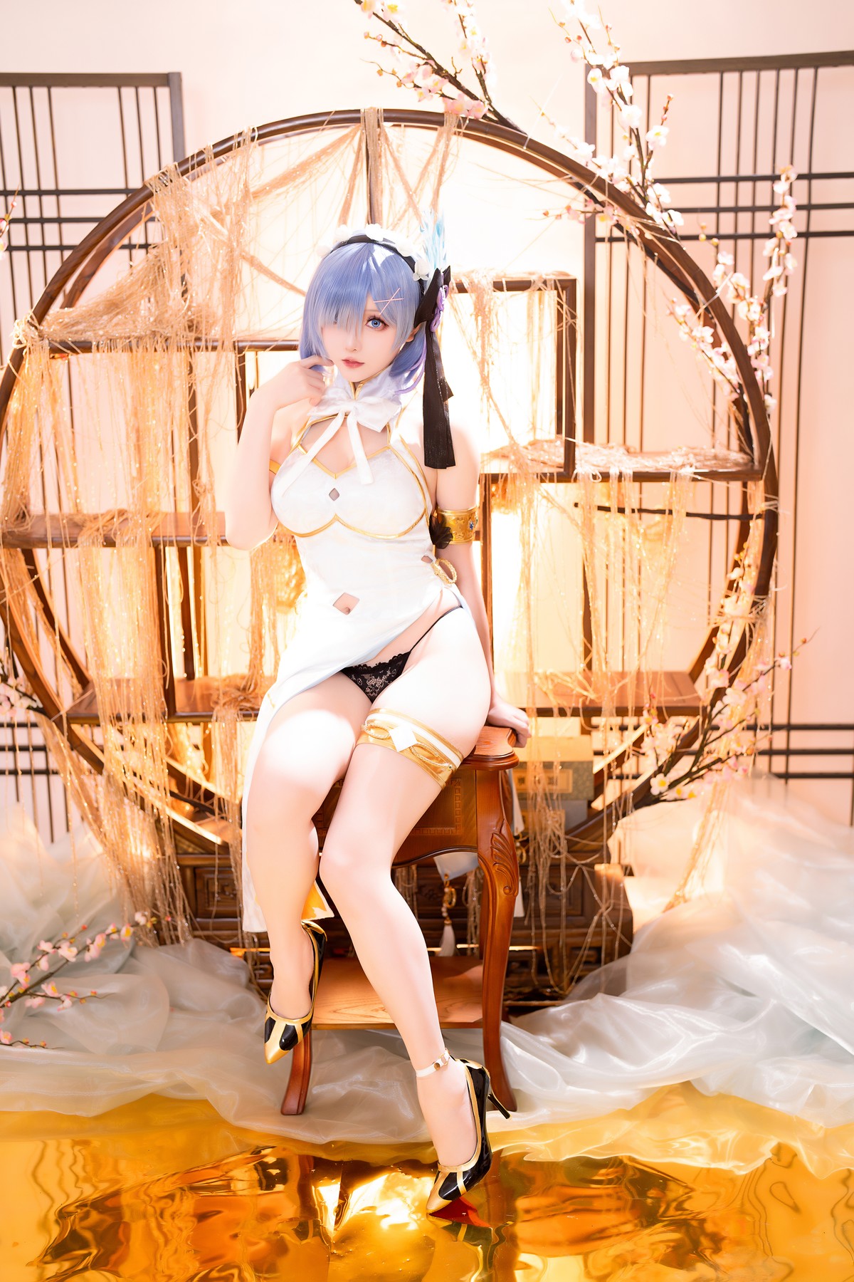 Cosplay 星之迟迟Hoshilily 蕾姆旗袍 [56P]