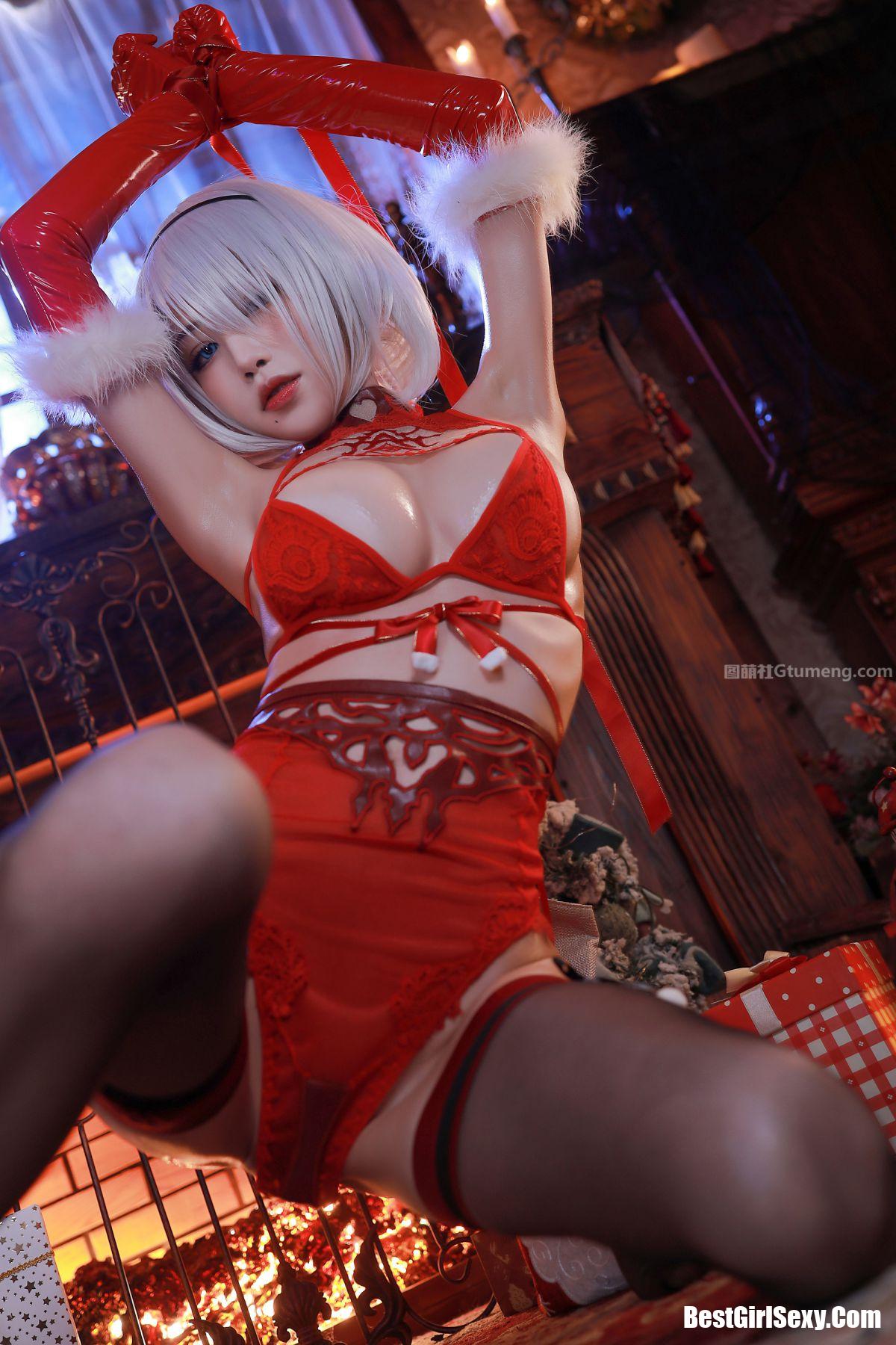 Coser@水淼Aqua Vol.075 圣诞2B 内衣+丝带