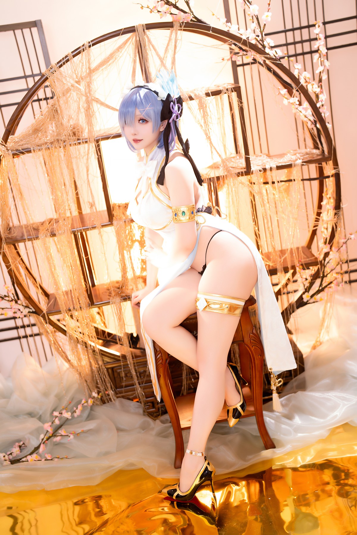 Cosplay 星之迟迟Hoshilily 蕾姆旗袍 [56P]