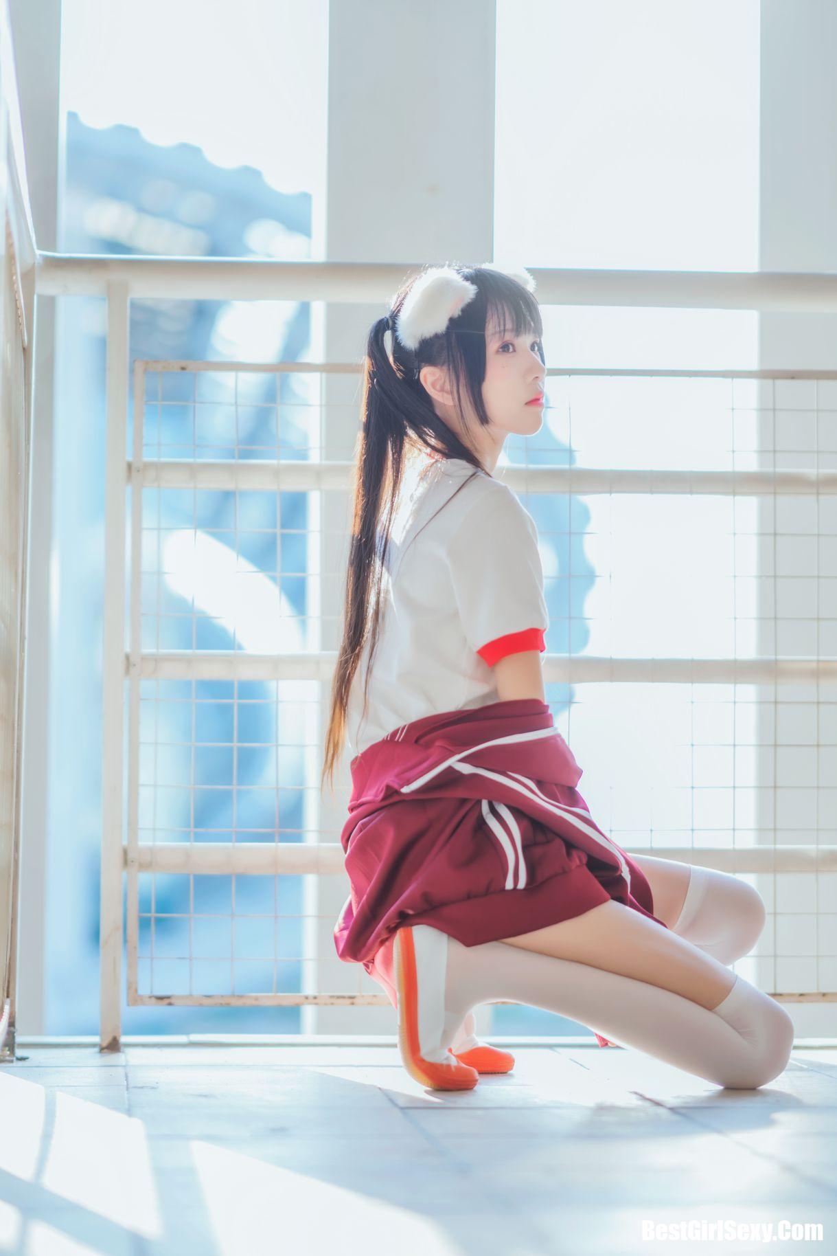 Coser@桜桃喵 Vol.091 红色体操服