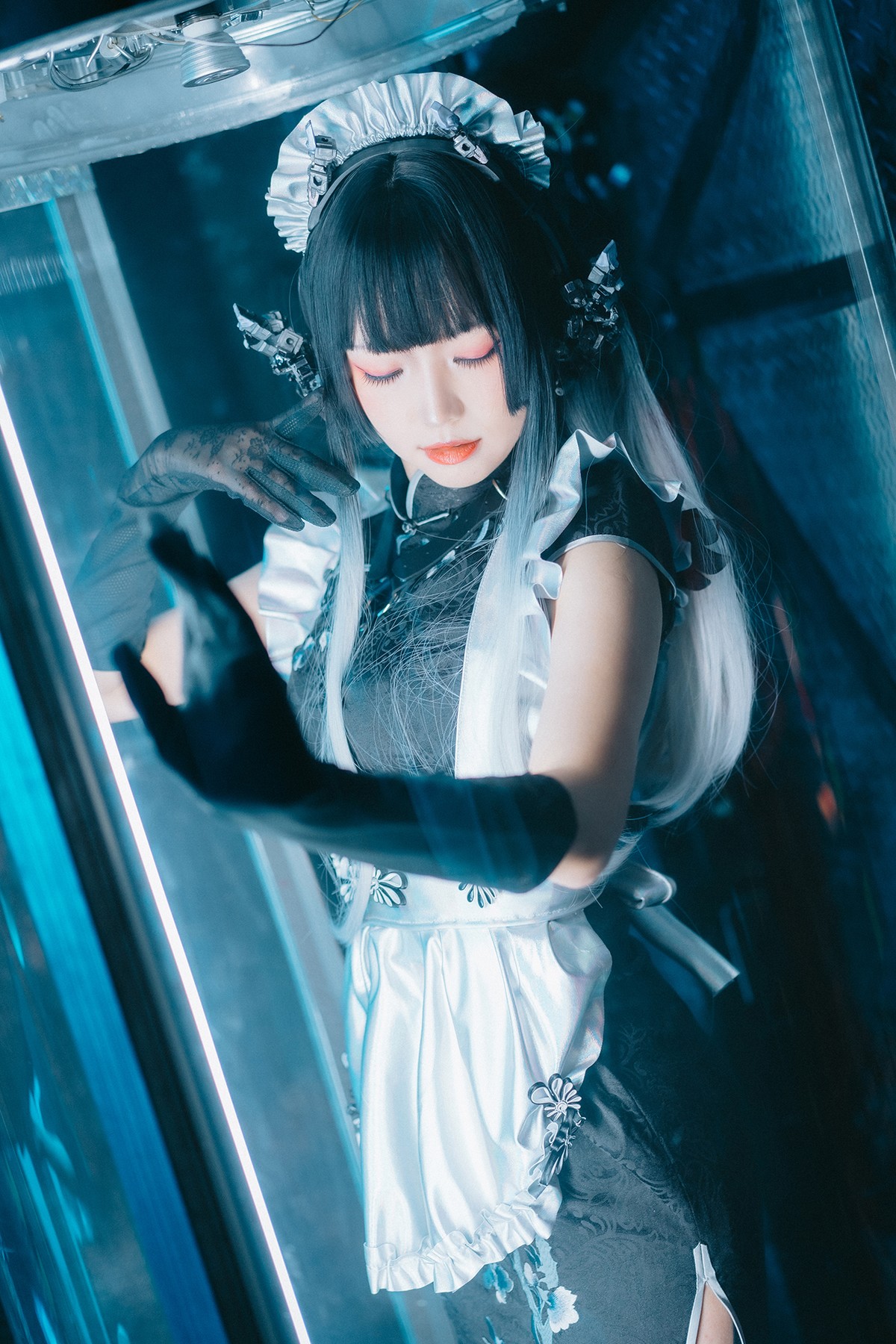 Cosplay ElyEE子 賽博女僕 Melanite黑榴石 [37P]