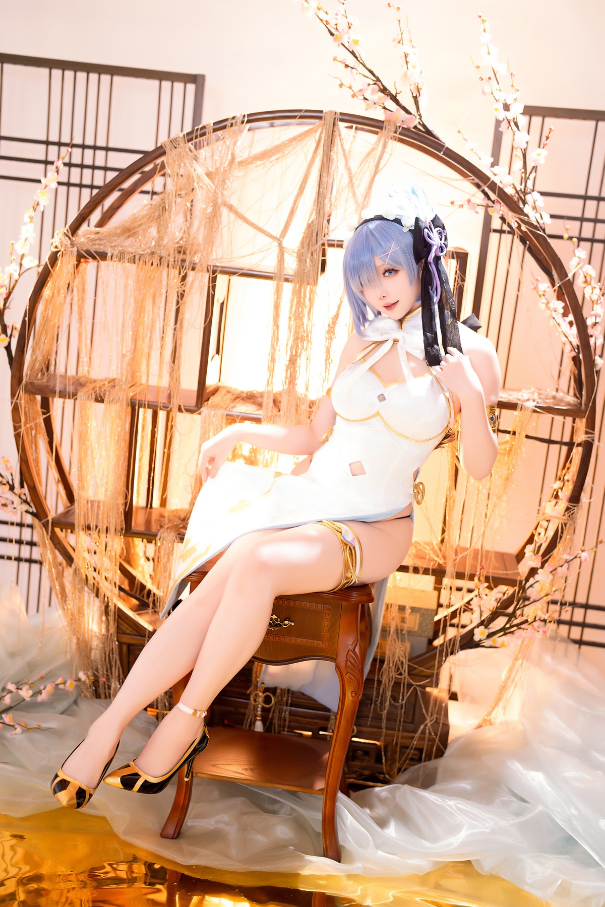 Cosplay 星之迟迟Hoshilily 蕾姆旗袍 [56P]