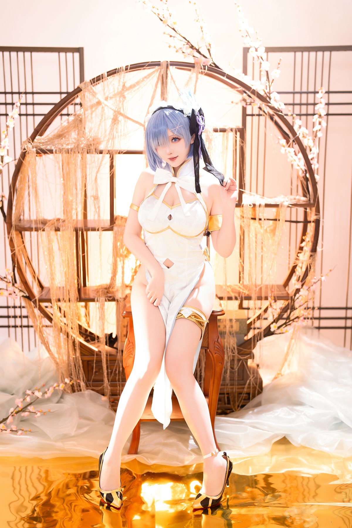 Cosplay 星之迟迟Hoshilily 蕾姆旗袍 [56P]