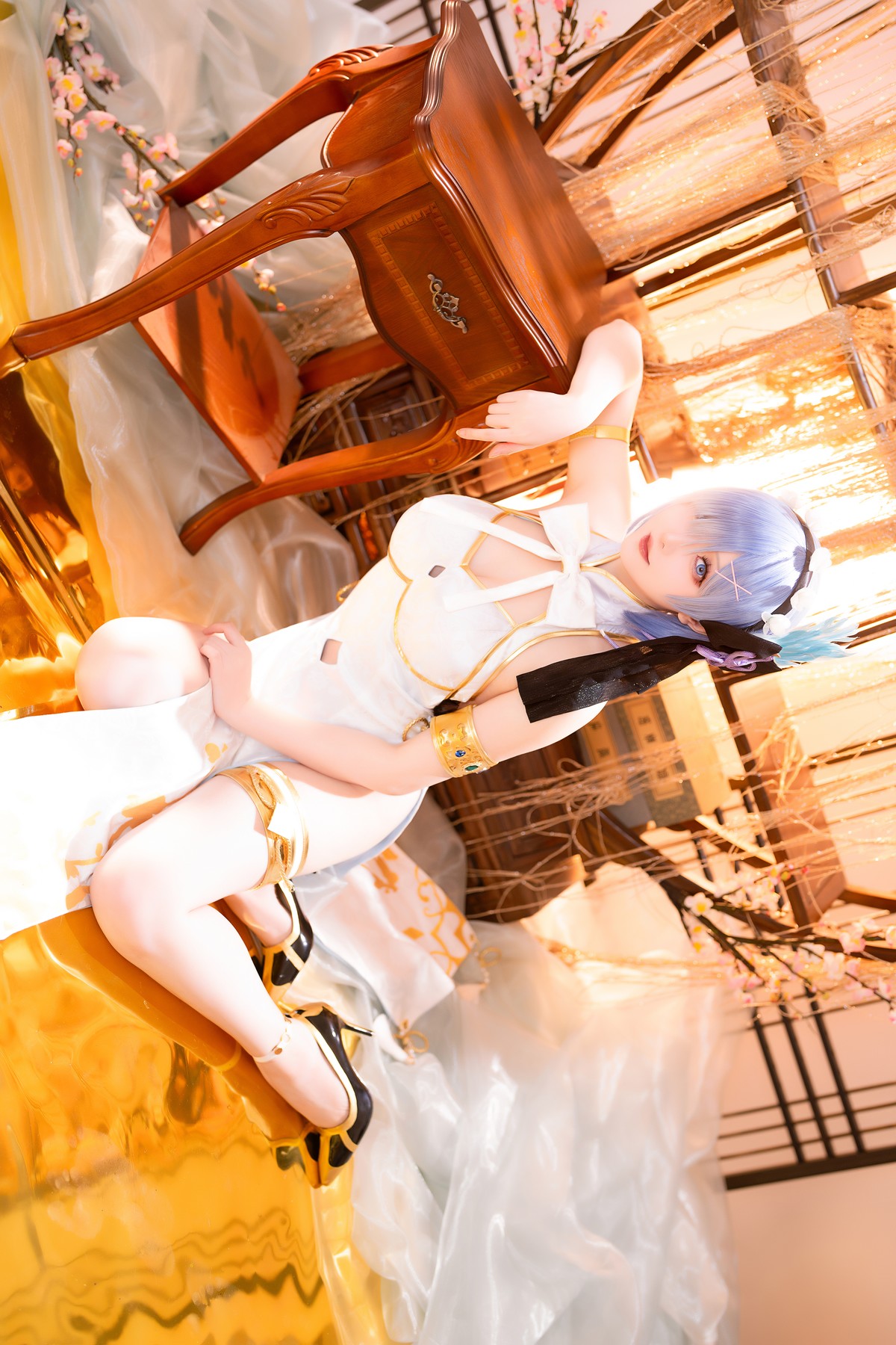 Cosplay 星之迟迟Hoshilily 蕾姆旗袍 [56P]