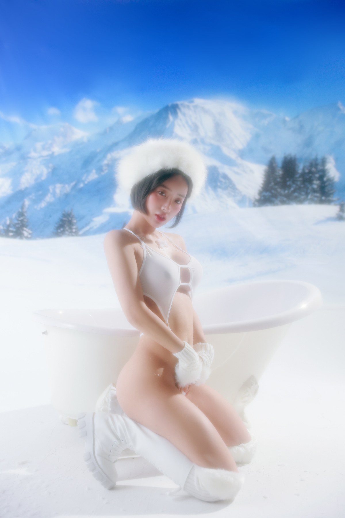 Booty Queen 엉덩퀸, [Pinkpie] The Hot Body of a Lost Girl in Snow Garden Set.01 [40P]