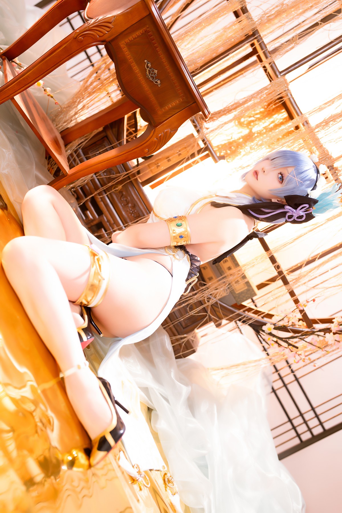 Cosplay 星之迟迟Hoshilily 蕾姆旗袍 [56P]