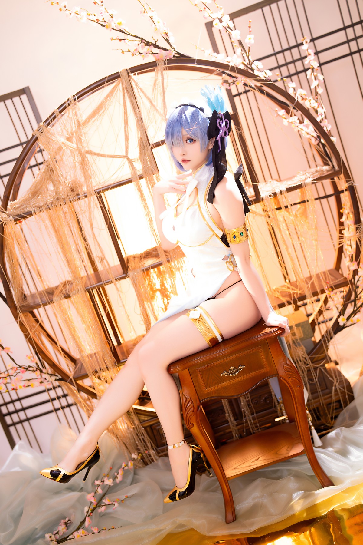 Cosplay 星之迟迟Hoshilily 蕾姆旗袍 [56P]