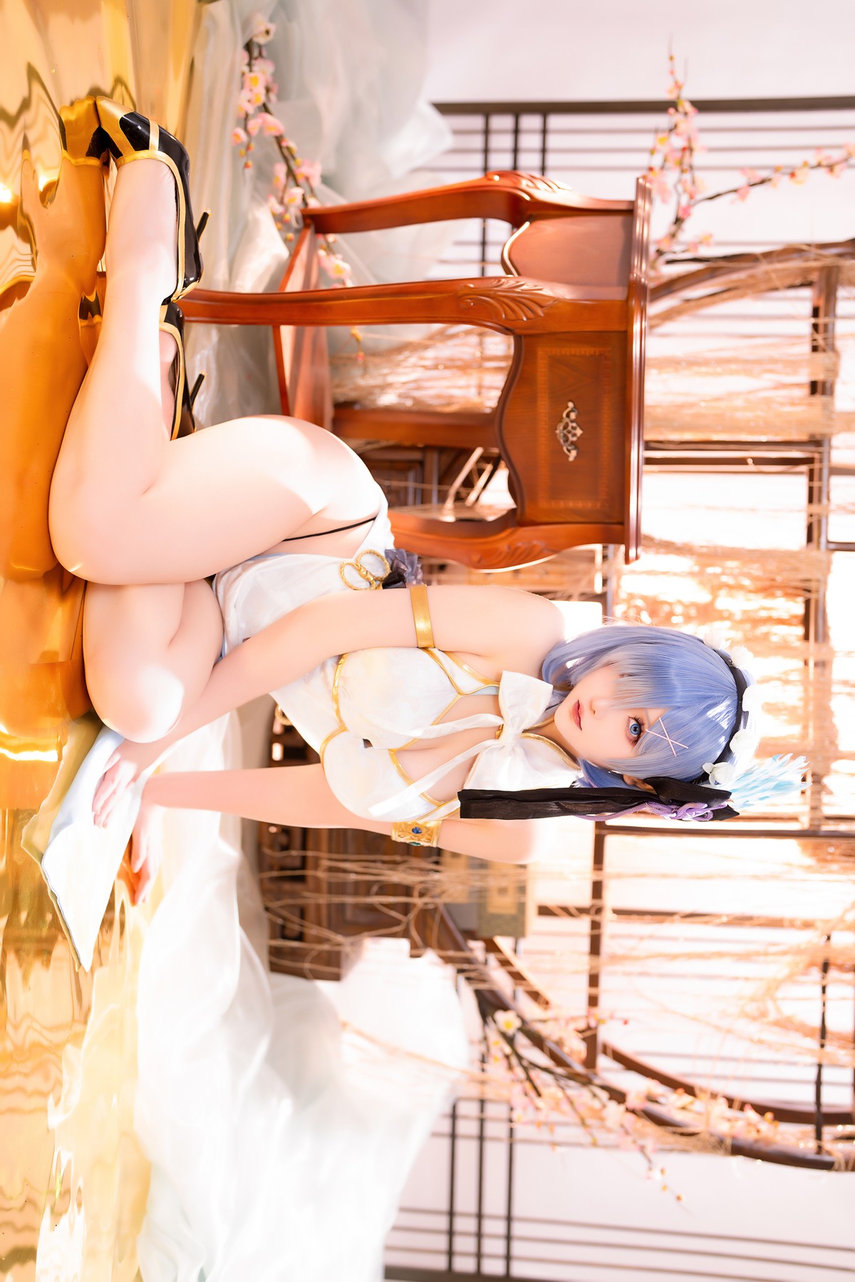 Cosplay 星之迟迟Hoshilily 蕾姆旗袍 [56P]