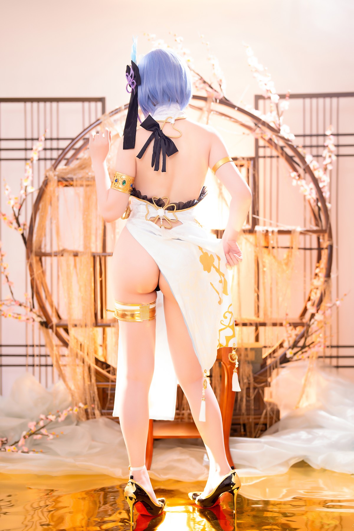 Cosplay 星之迟迟Hoshilily 蕾姆旗袍 [56P]