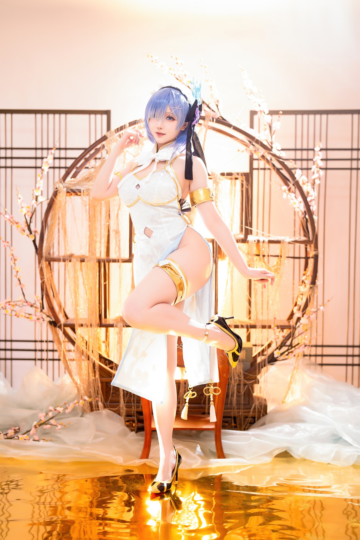 Cosplay 星之迟迟Hoshilily 蕾姆旗袍 [56P]