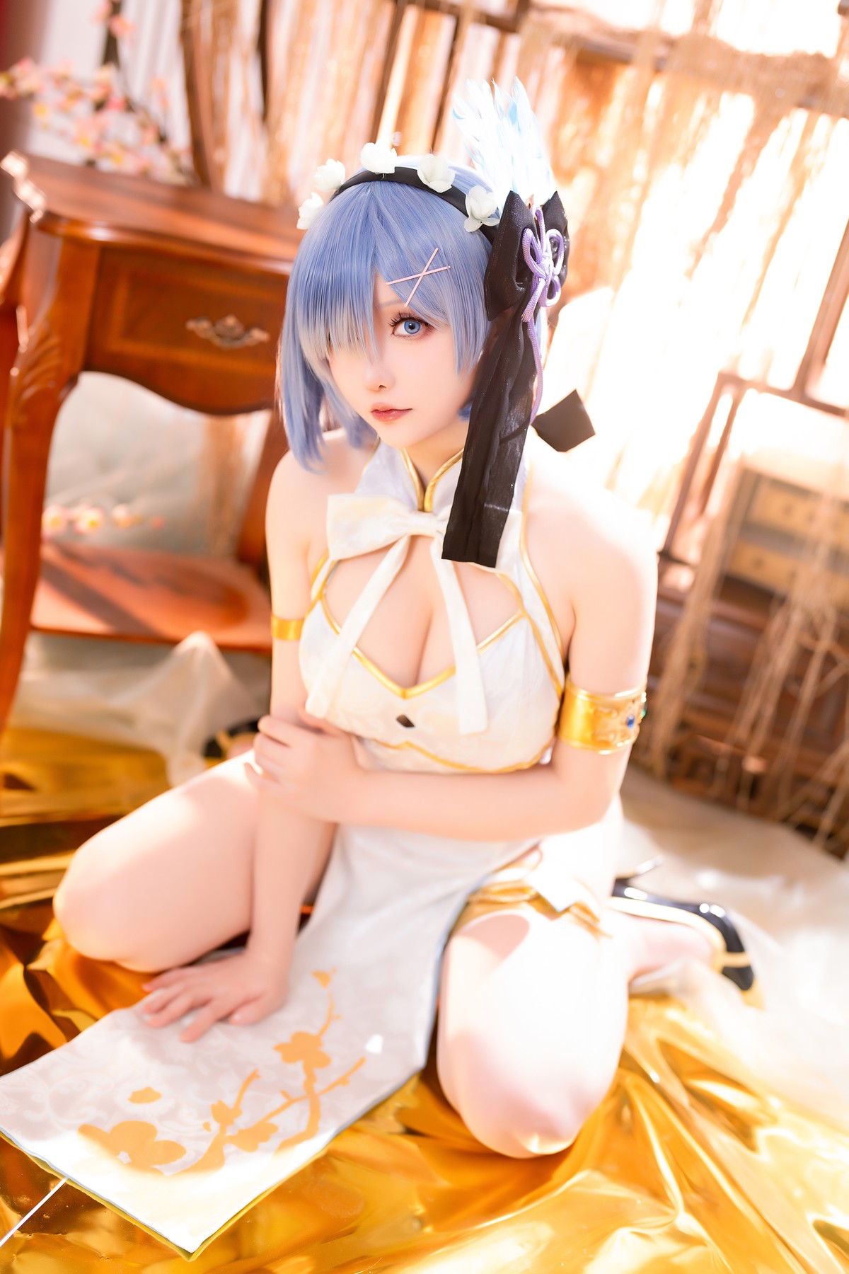 Cosplay 星之迟迟Hoshilily 蕾姆旗袍 [56P]