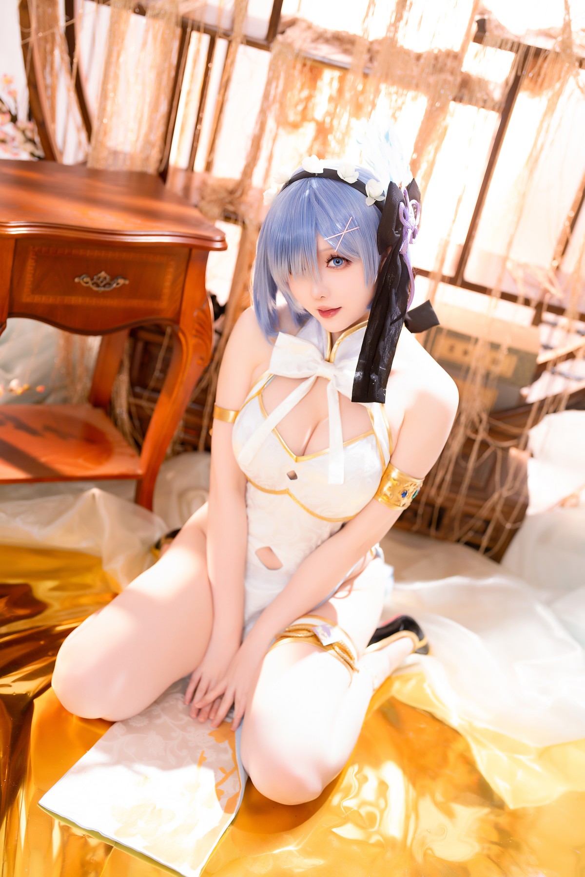 Cosplay 星之迟迟Hoshilily 蕾姆旗袍 [56P]