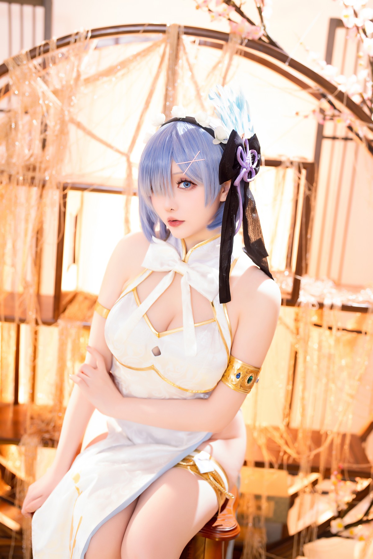 Cosplay 星之迟迟Hoshilily 蕾姆旗袍 [56P]