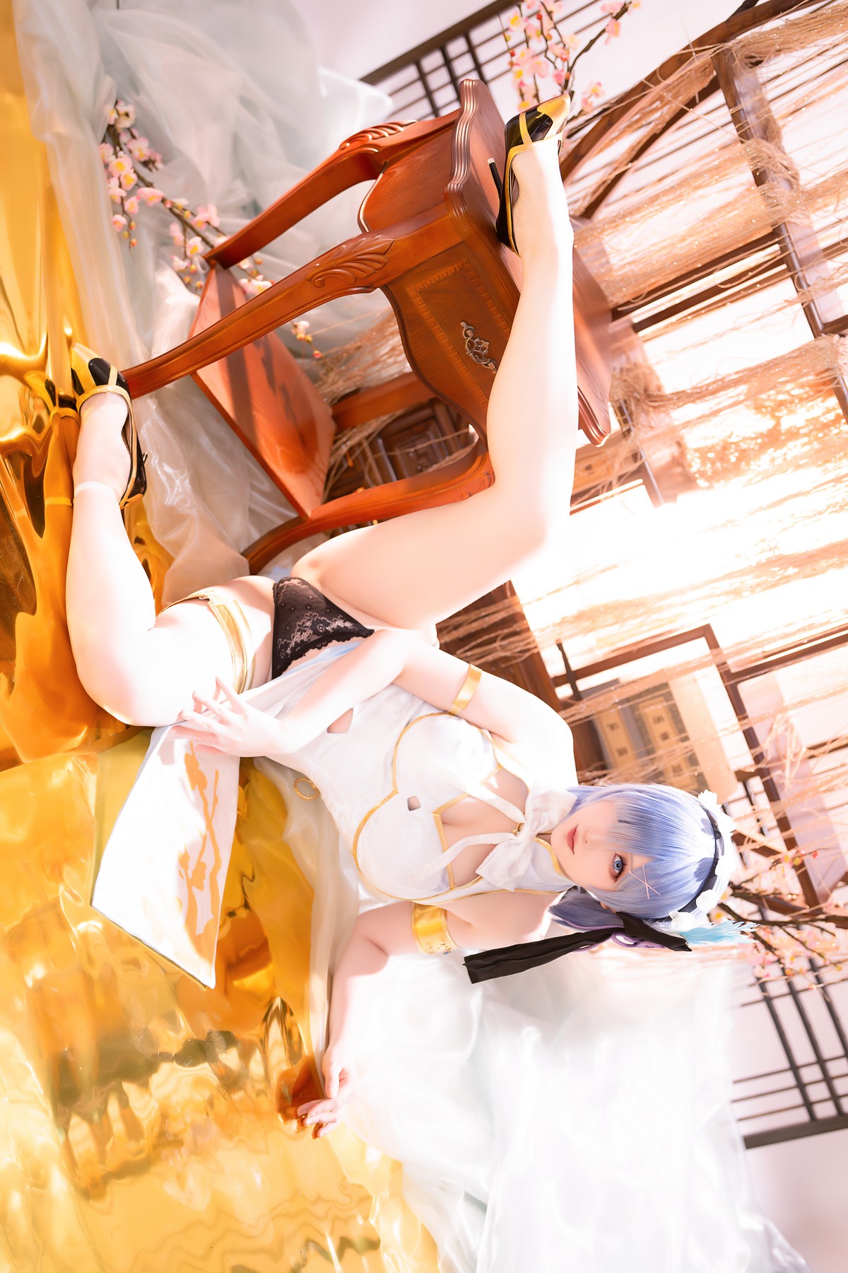 Cosplay 星之迟迟Hoshilily 蕾姆旗袍 [56P]