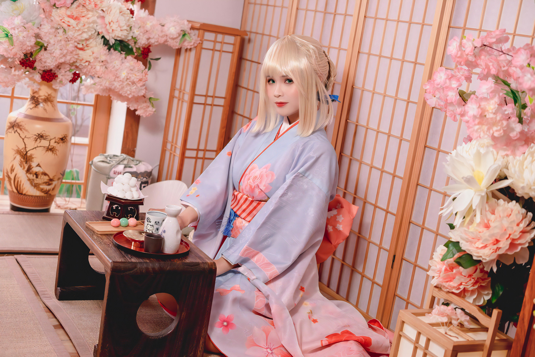 Cosplay Pyonピオン Saber セイバー Kimono