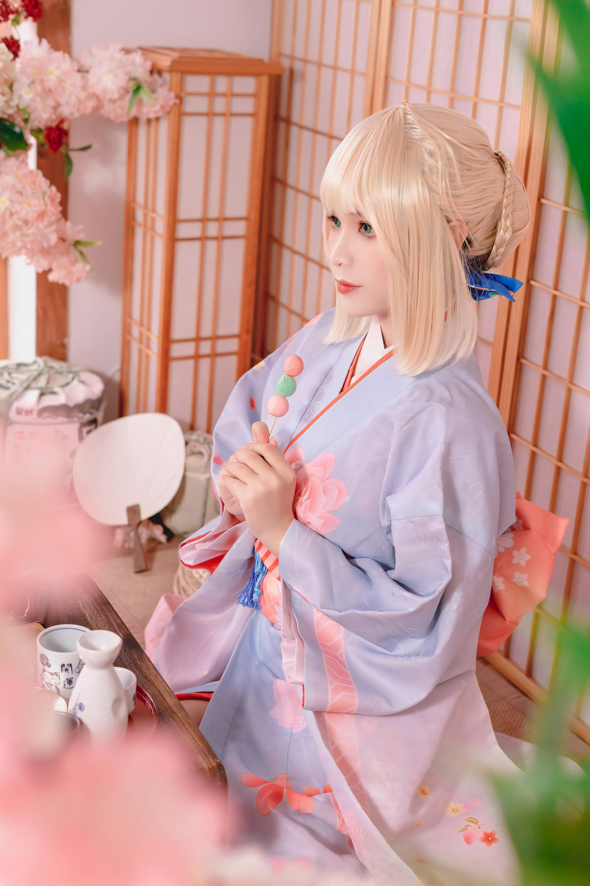 Cosplay Pyonピオン Saber セイバー Kimono