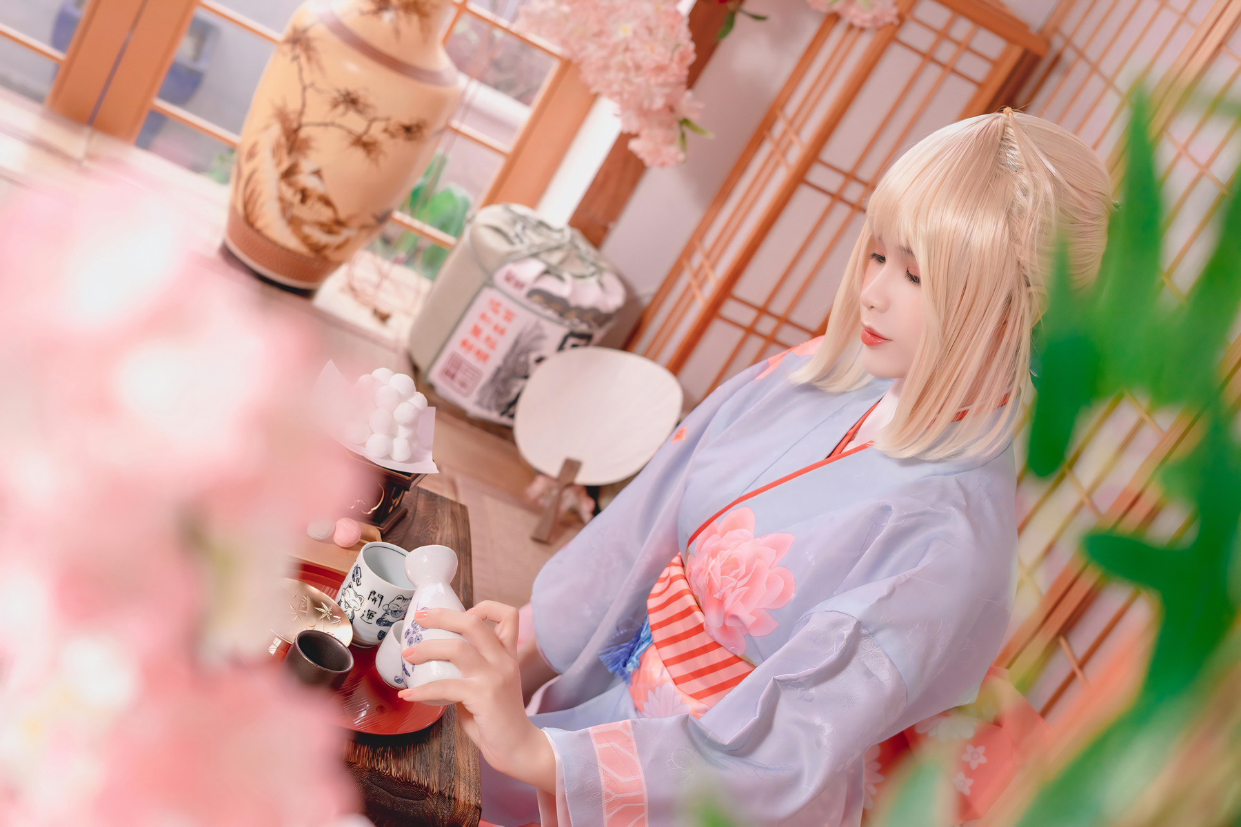 Cosplay Pyonピオン Saber セイバー Kimono