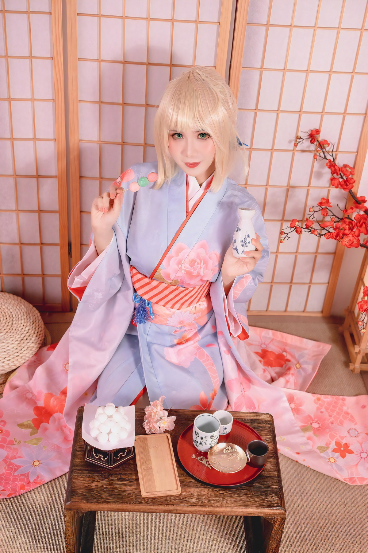 Cosplay Pyonピオン Saber セイバー Kimono