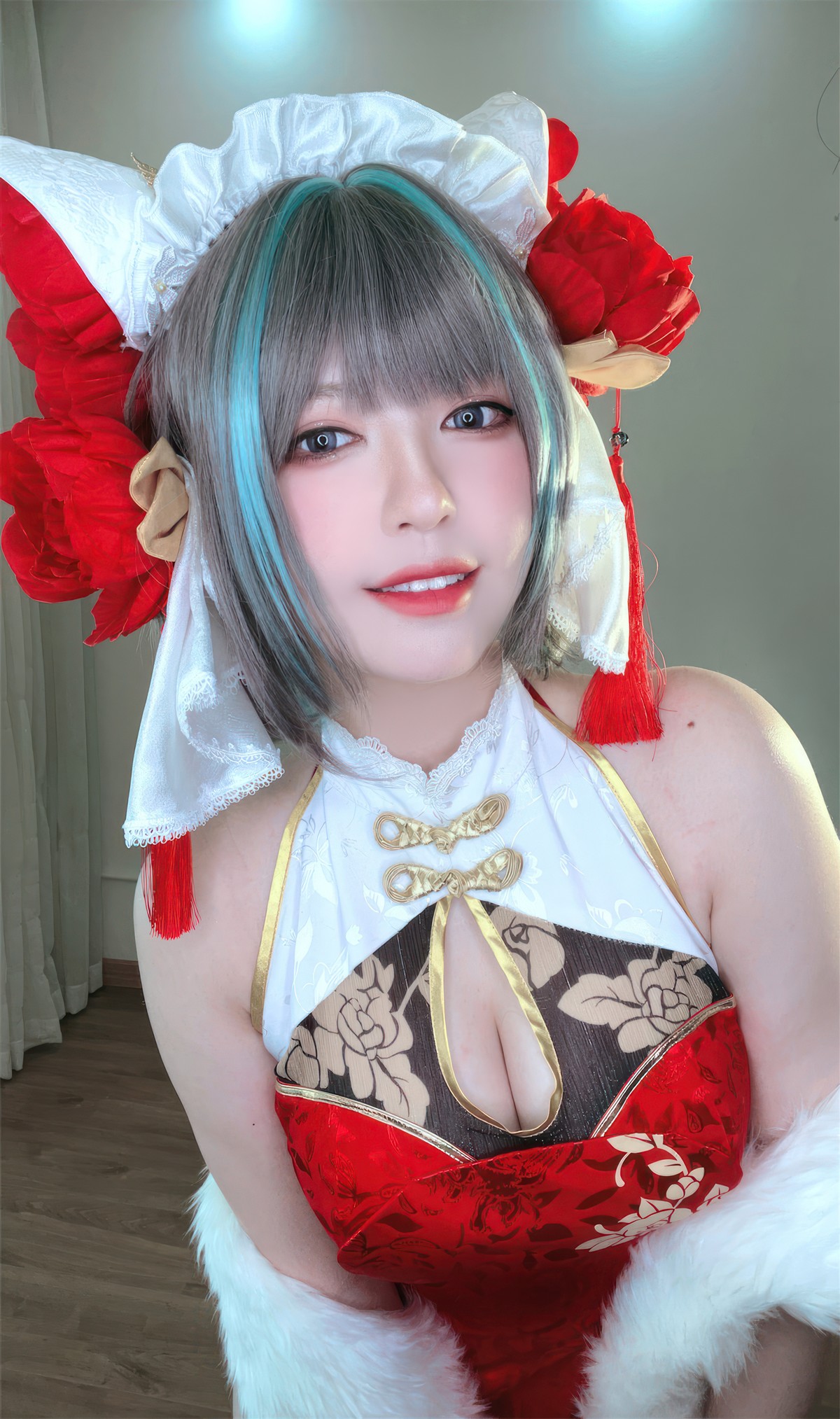 Cosplay 半半子Banbanko 柴郡中华娘旗袍