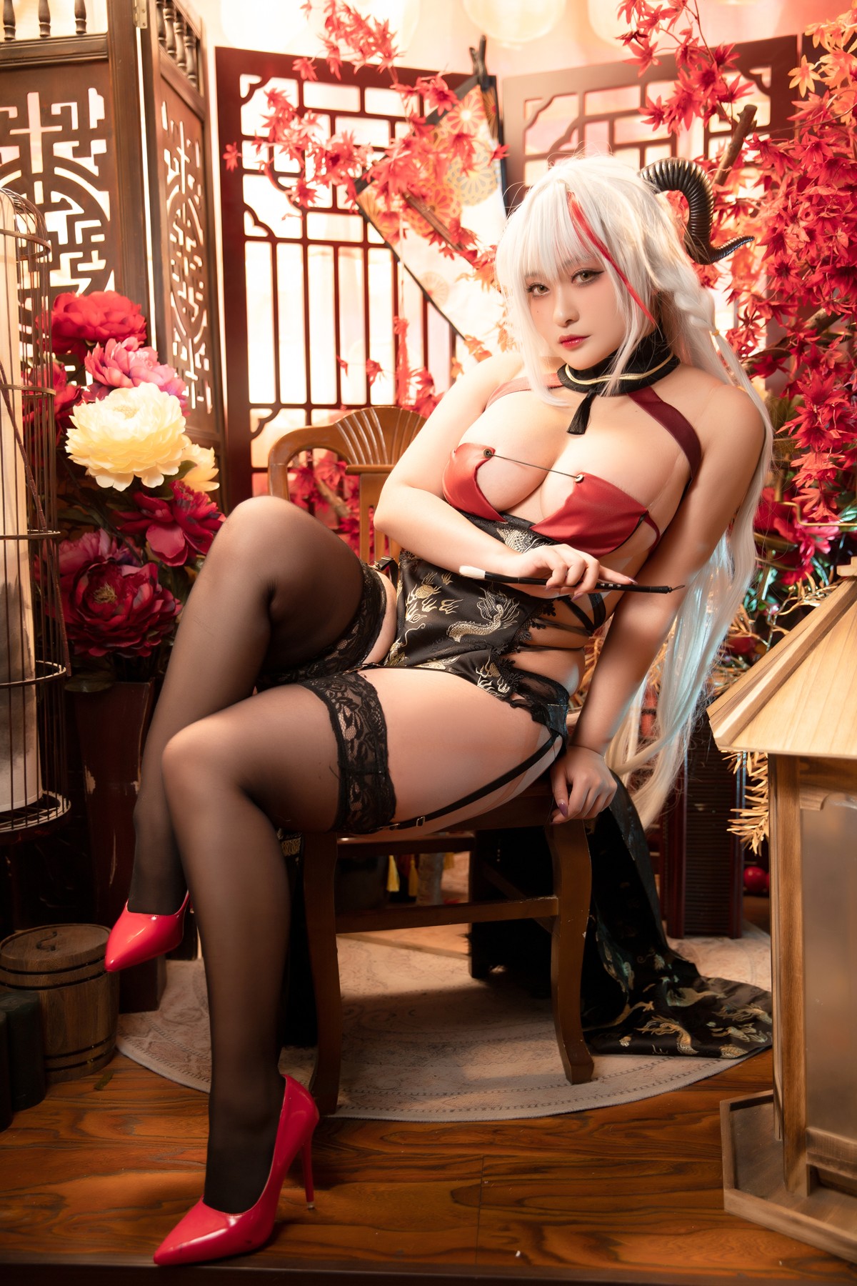 Cosplay 洛璃LoLiSAMA 埃吉尔旗袍 金龙腾祥云 Set.01