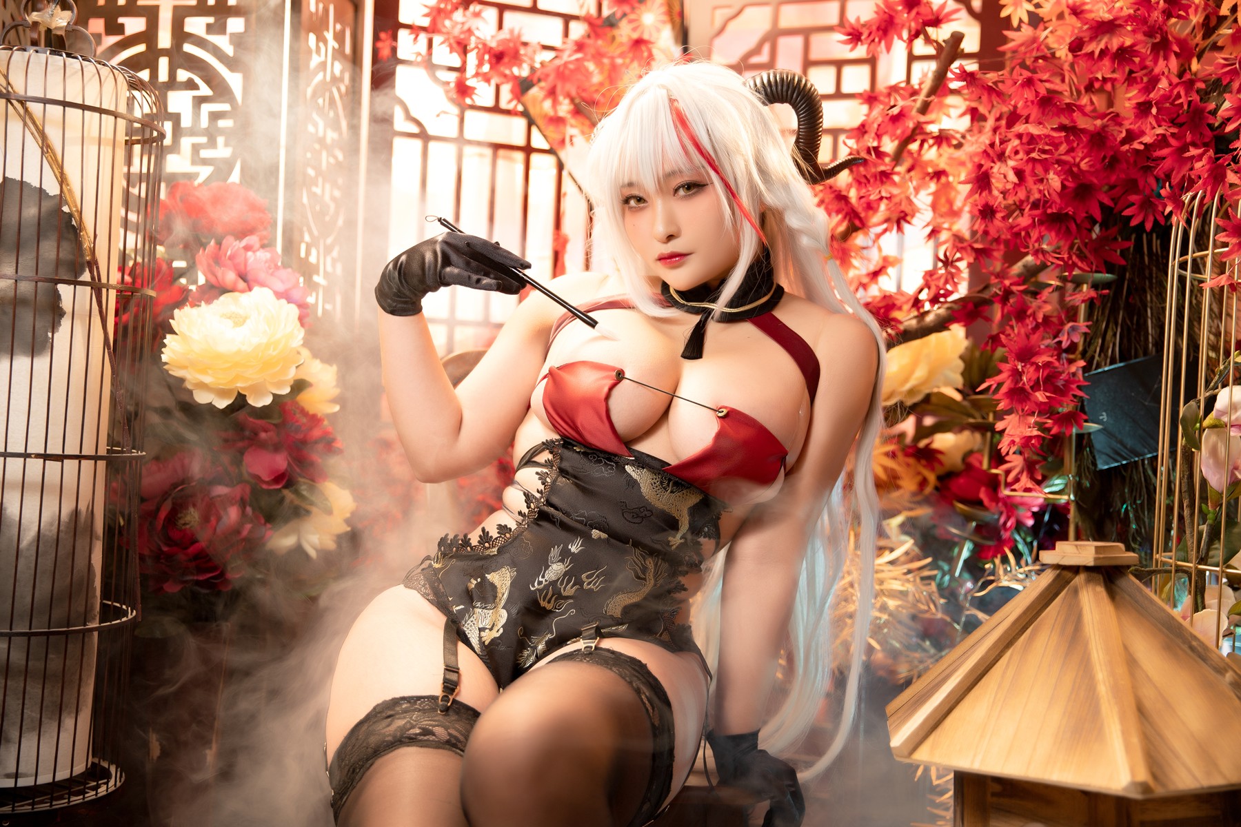 Cosplay 洛璃LoLiSAMA 埃吉尔旗袍 金龙腾祥云 Set.01