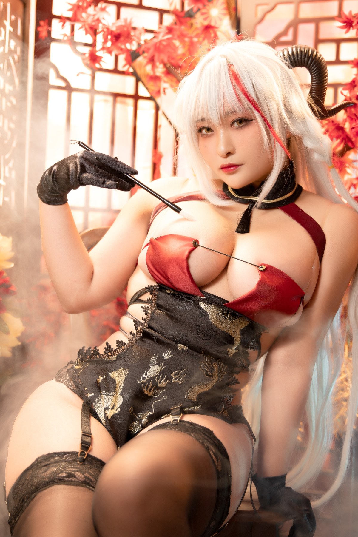 Cosplay 洛璃LoLiSAMA 埃吉尔旗袍 金龙腾祥云 Set.01