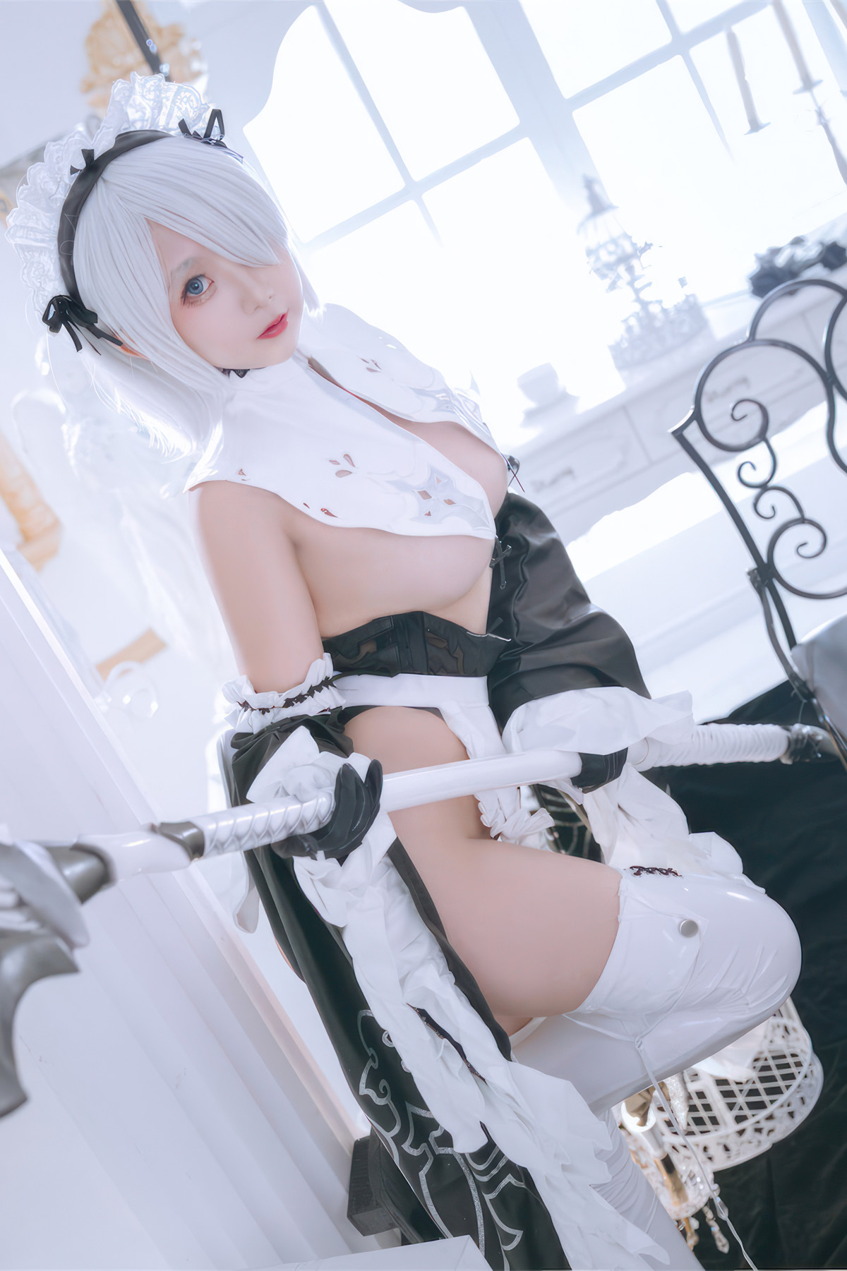 Cosplay Rinaijiao日奈娇 2B奶盖女仆 Set.01