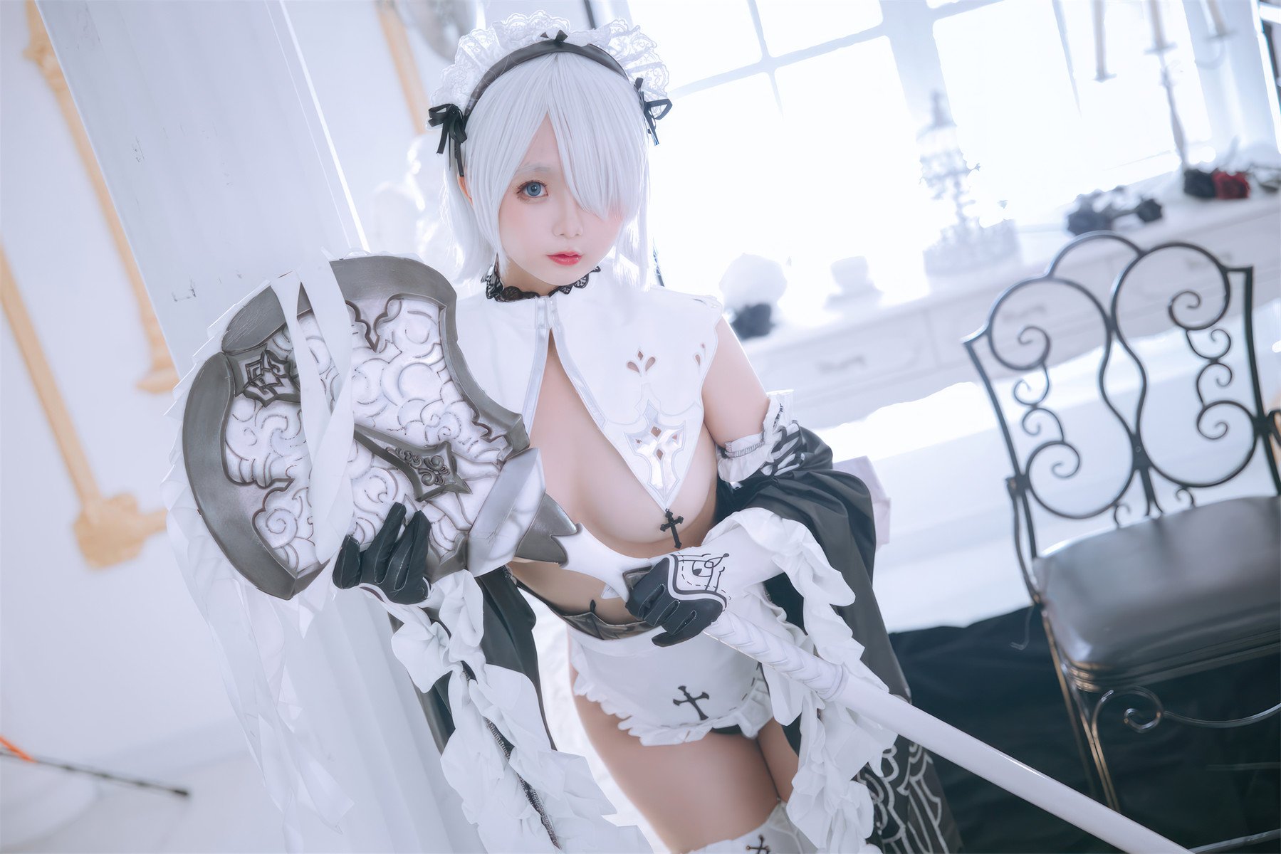 Cosplay Rinaijiao日奈娇 2B奶盖女仆 Set.01