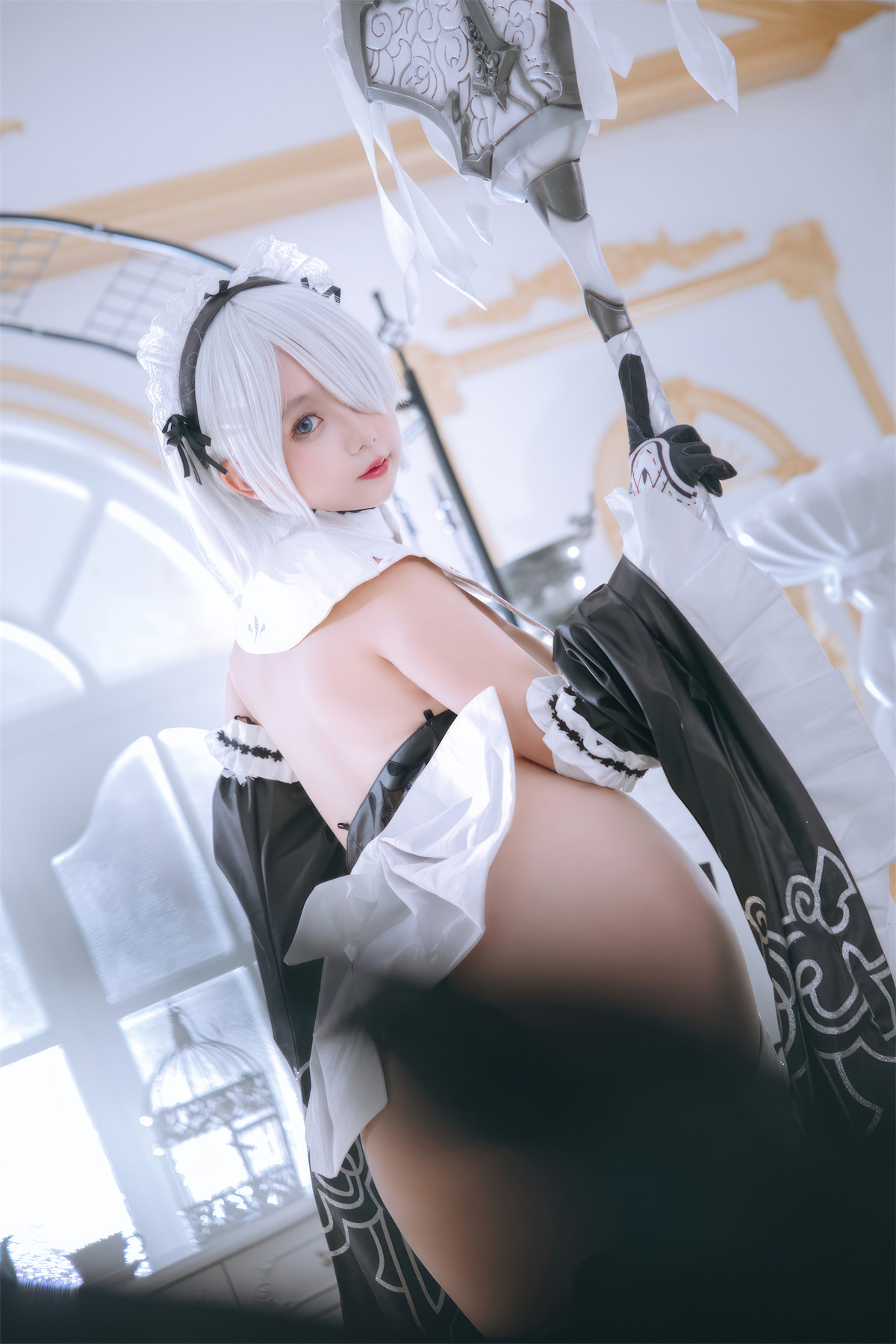 Cosplay Rinaijiao日奈娇 2B奶盖女仆 Set.01