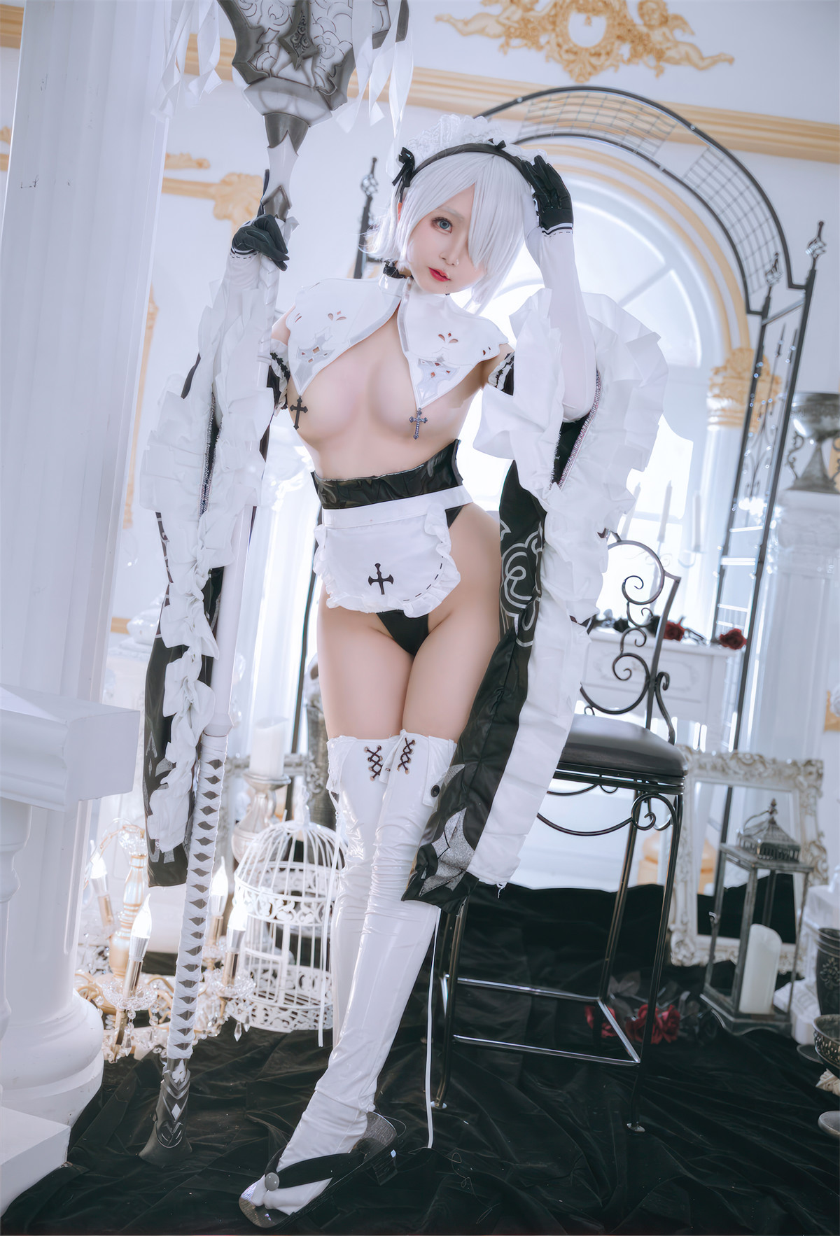 Cosplay Rinaijiao日奈娇 2B奶盖女仆 Set.01