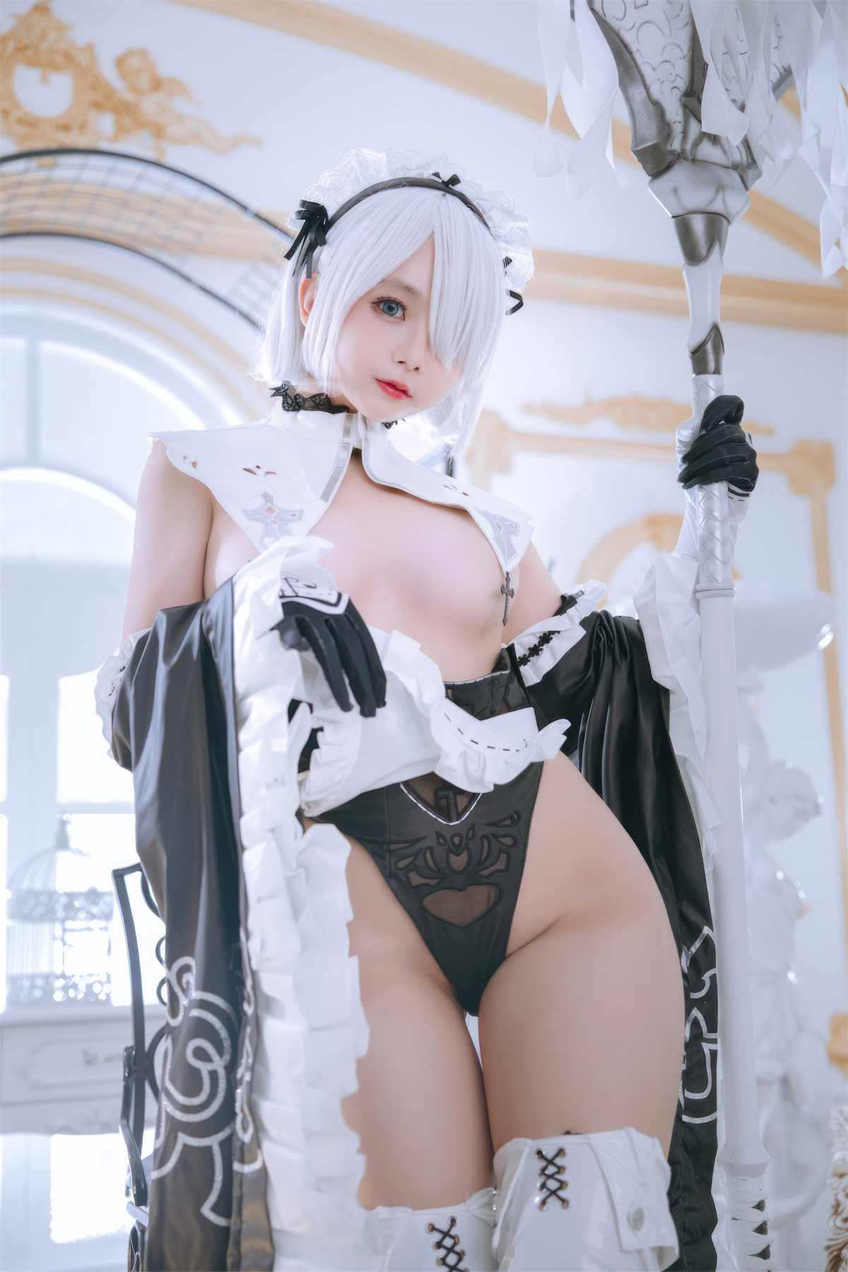 Cosplay Rinaijiao日奈娇 2B奶盖女仆 Set.01