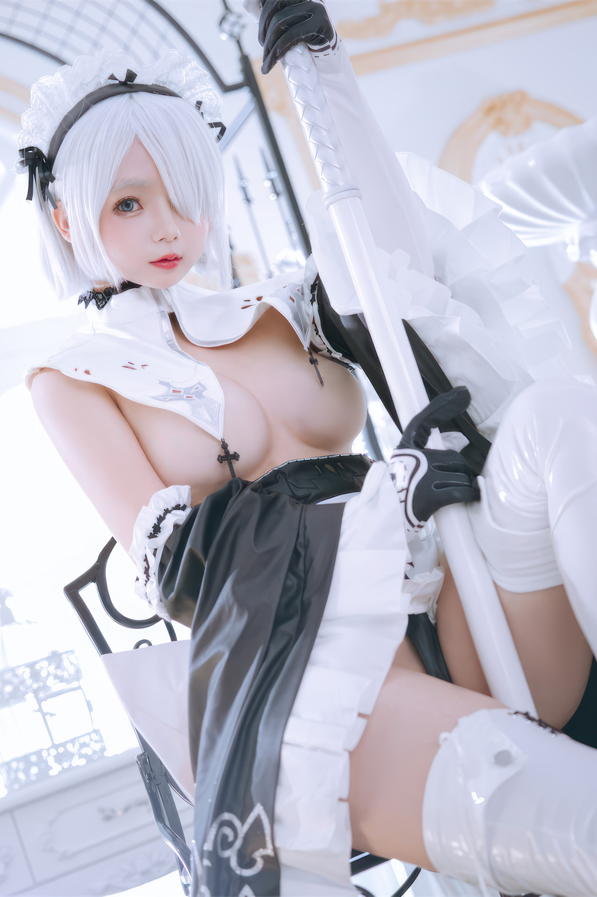 Cosplay Rinaijiao日奈娇 2B奶盖女仆 Set.01