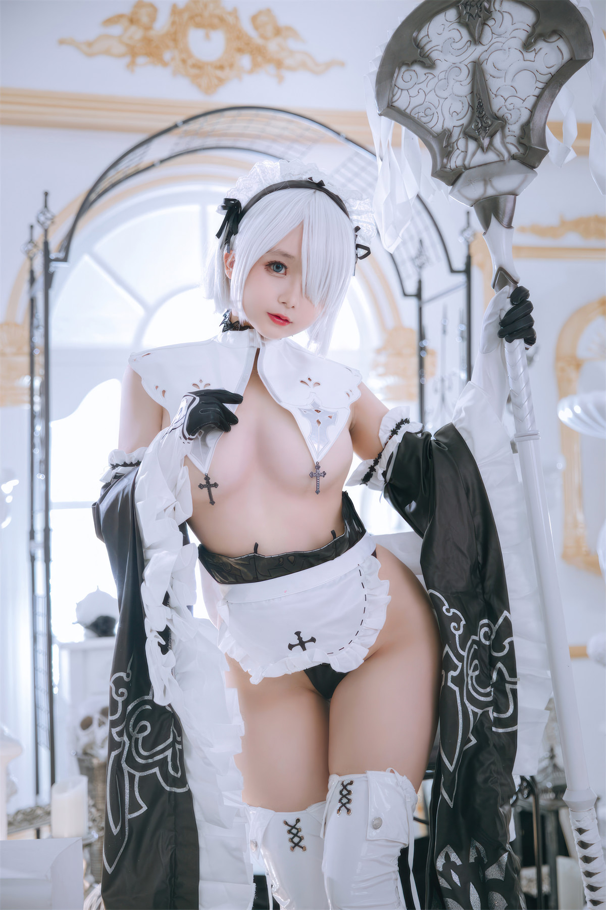 Cosplay Rinaijiao日奈娇 2B奶盖女仆 Set.01