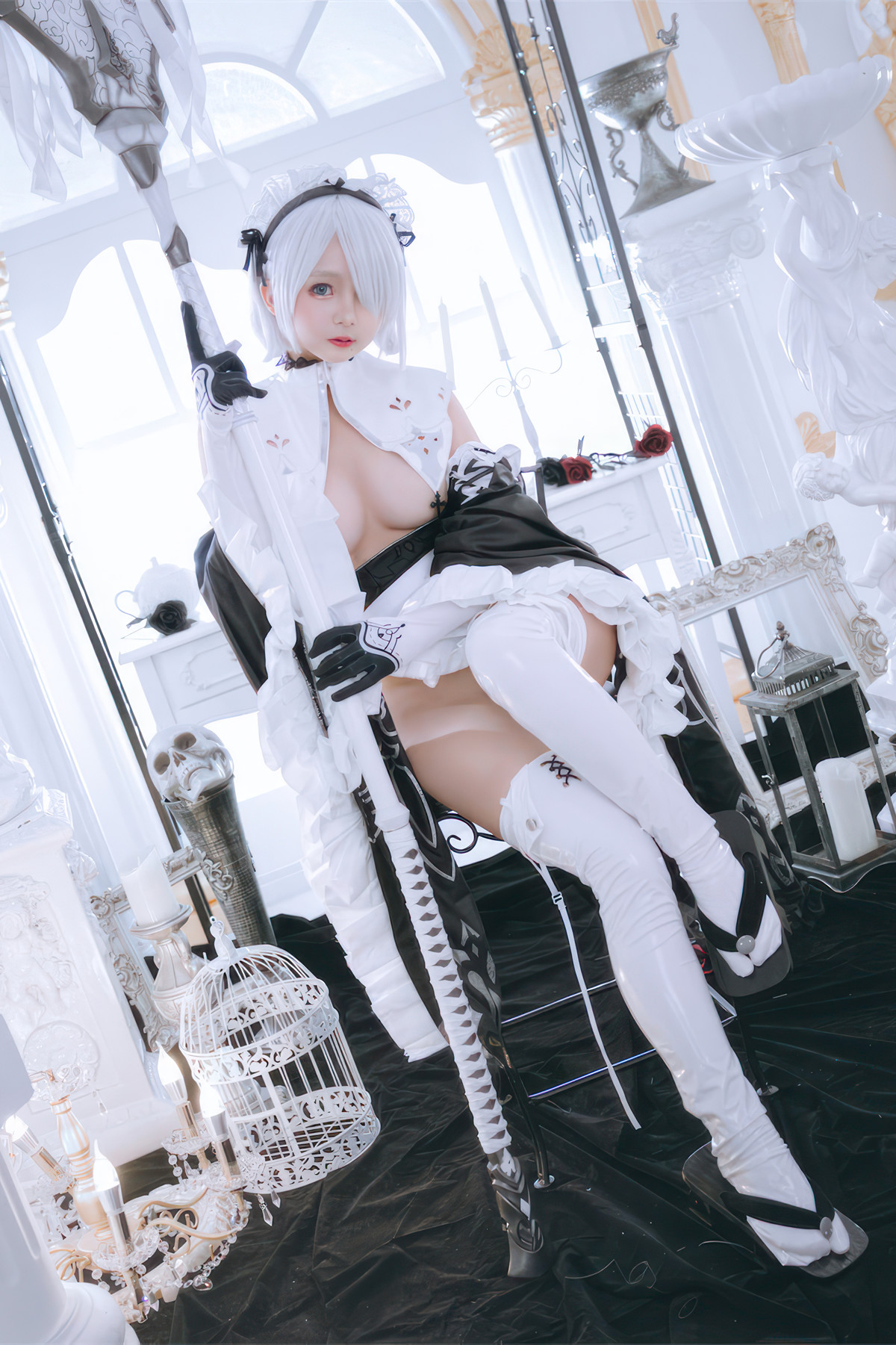 Cosplay Rinaijiao日奈娇 2B奶盖女仆 Set.02