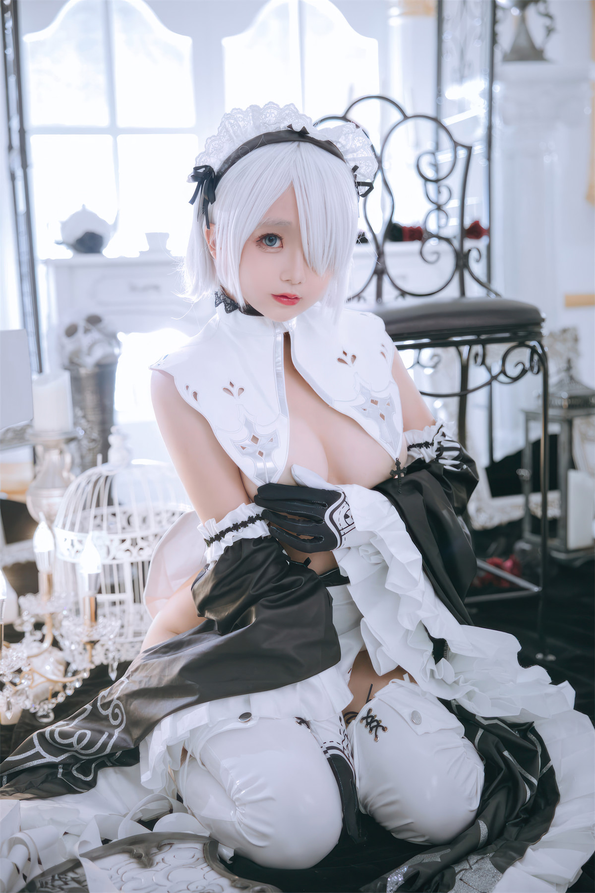 Cosplay Rinaijiao日奈娇 2B奶盖女仆 Set.02