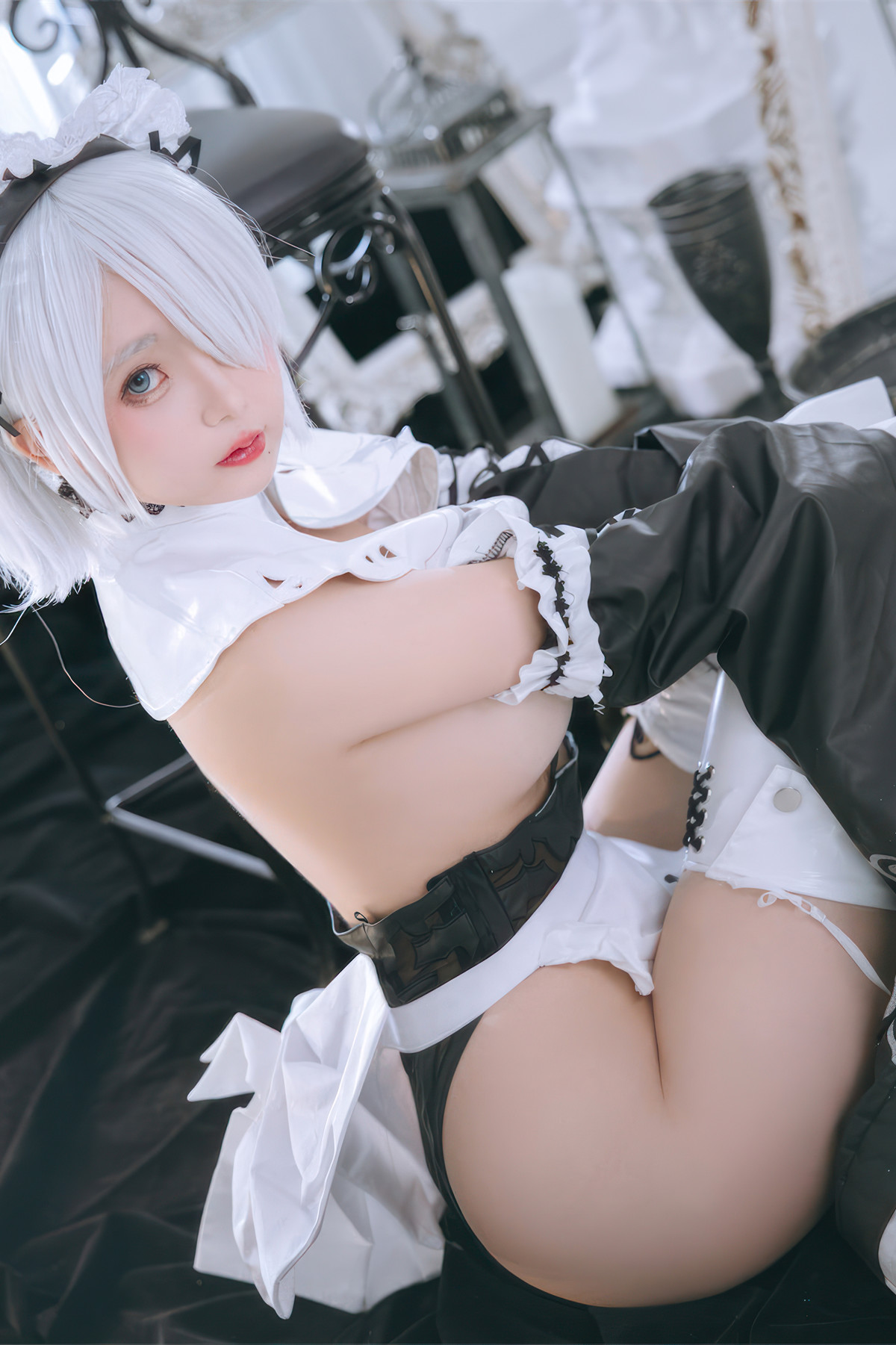 Cosplay Rinaijiao日奈娇 2B奶盖女仆 Set.02